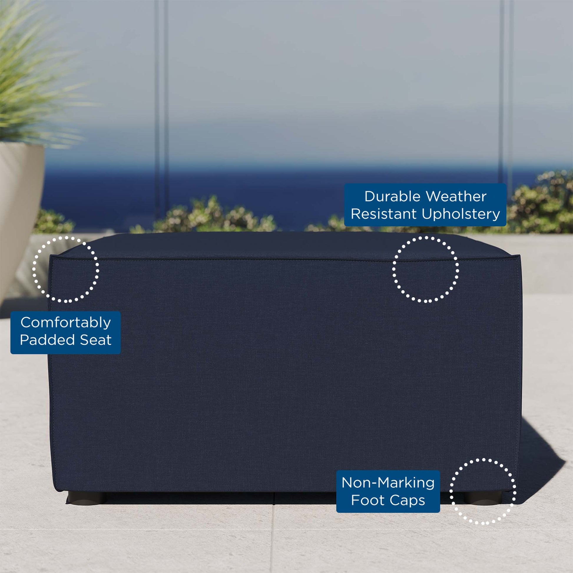 Saybrook Outdoor Patio Upholstered Sectional sofá Ottoman