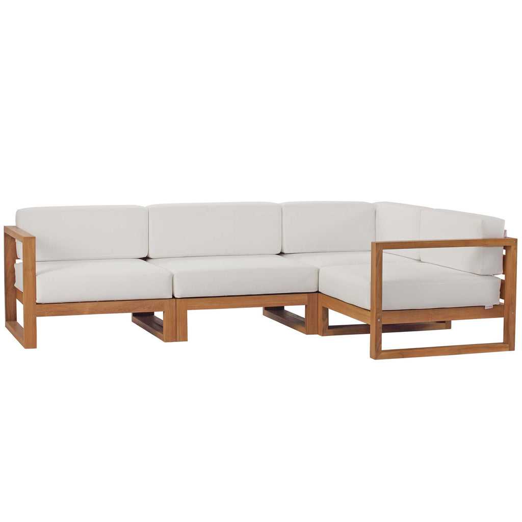 Upland 4-Piece Outdoor Patio Teak Wood Sectional sofá Set