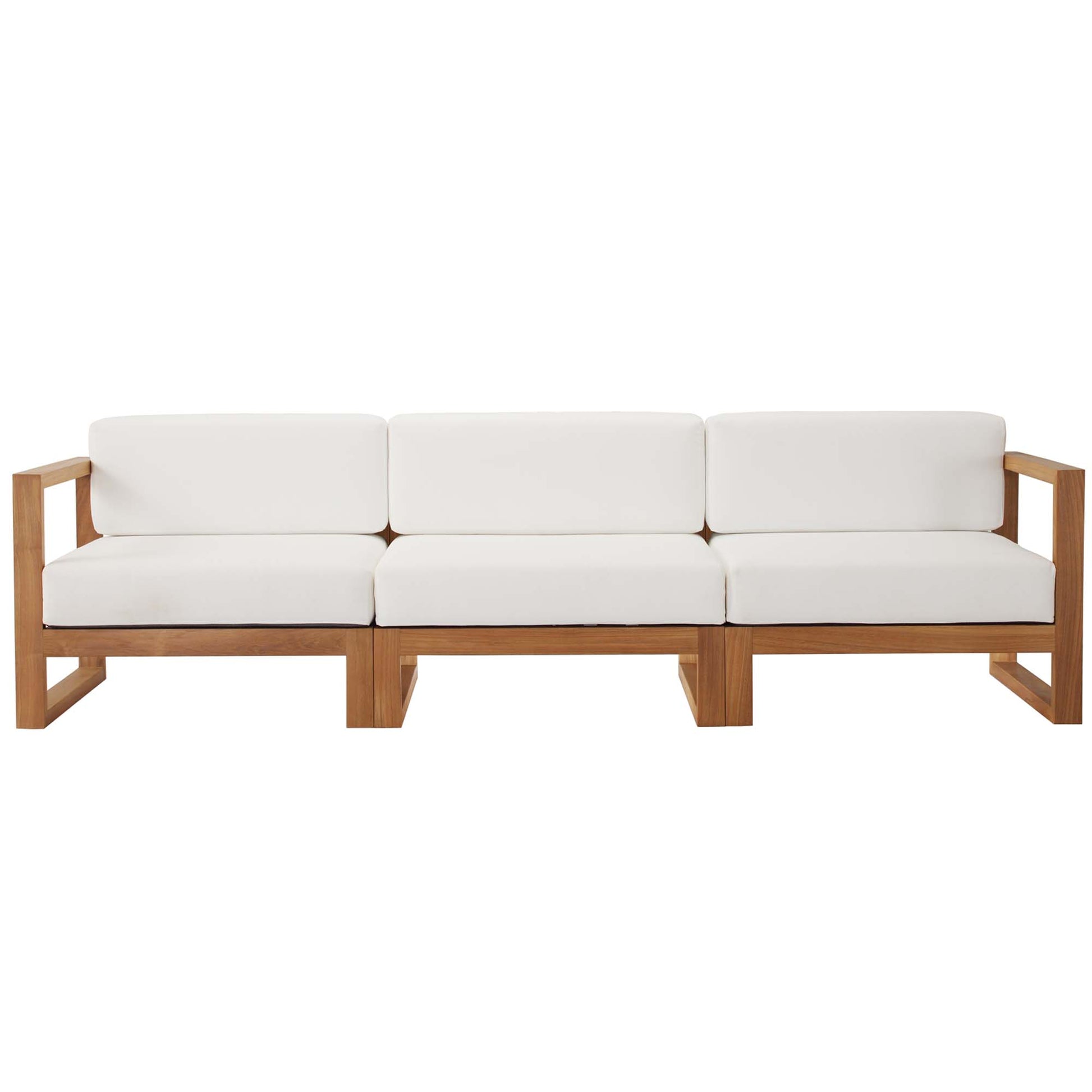 Upland 3-Piece Outdoor Patio Teak Wood Sectional sofá Set