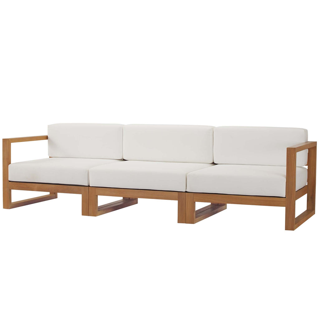 Upland 3-Piece Outdoor Patio Teak Wood Sectional sofá Set
