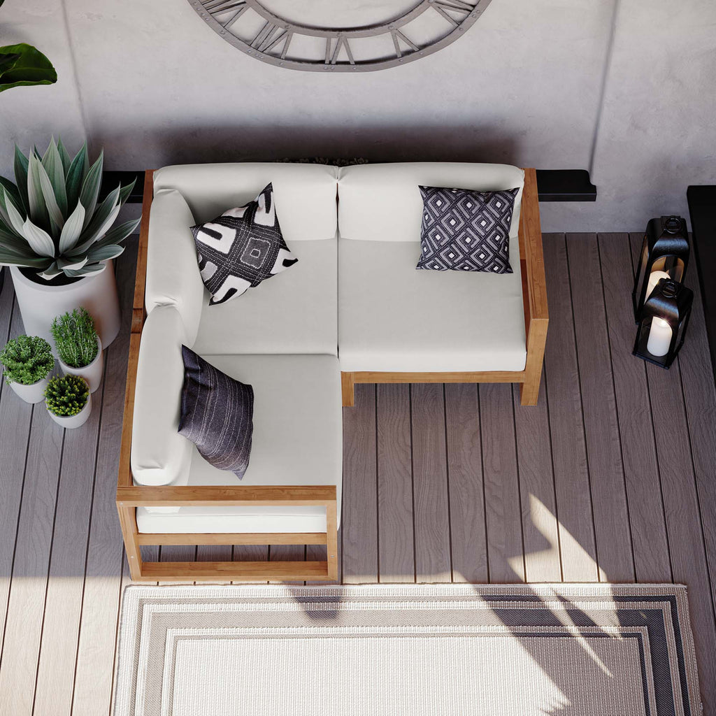 Upland 3-Piece Outdoor Patio Teak Wood Sectional sofá Set