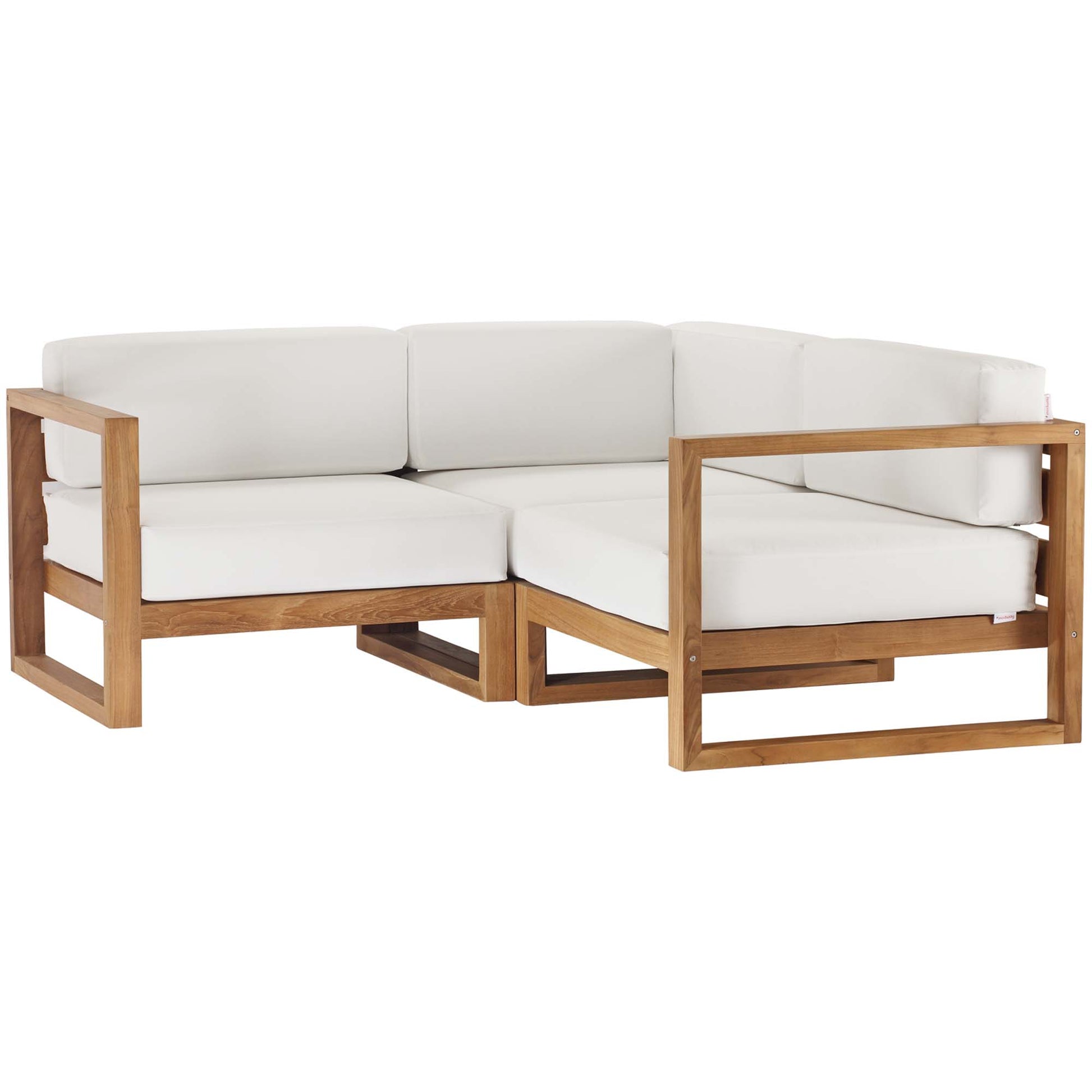 Upland 3-Piece Outdoor Patio Teak Wood Sectional sofá Set