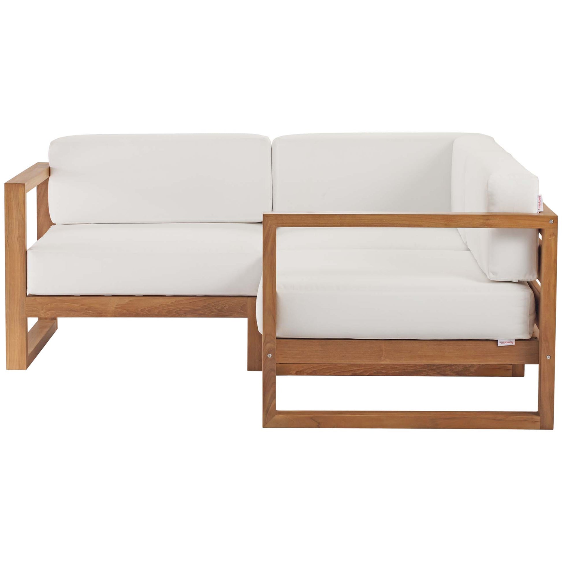 Upland 3-Piece Outdoor Patio Teak Wood Sectional sofá Set
