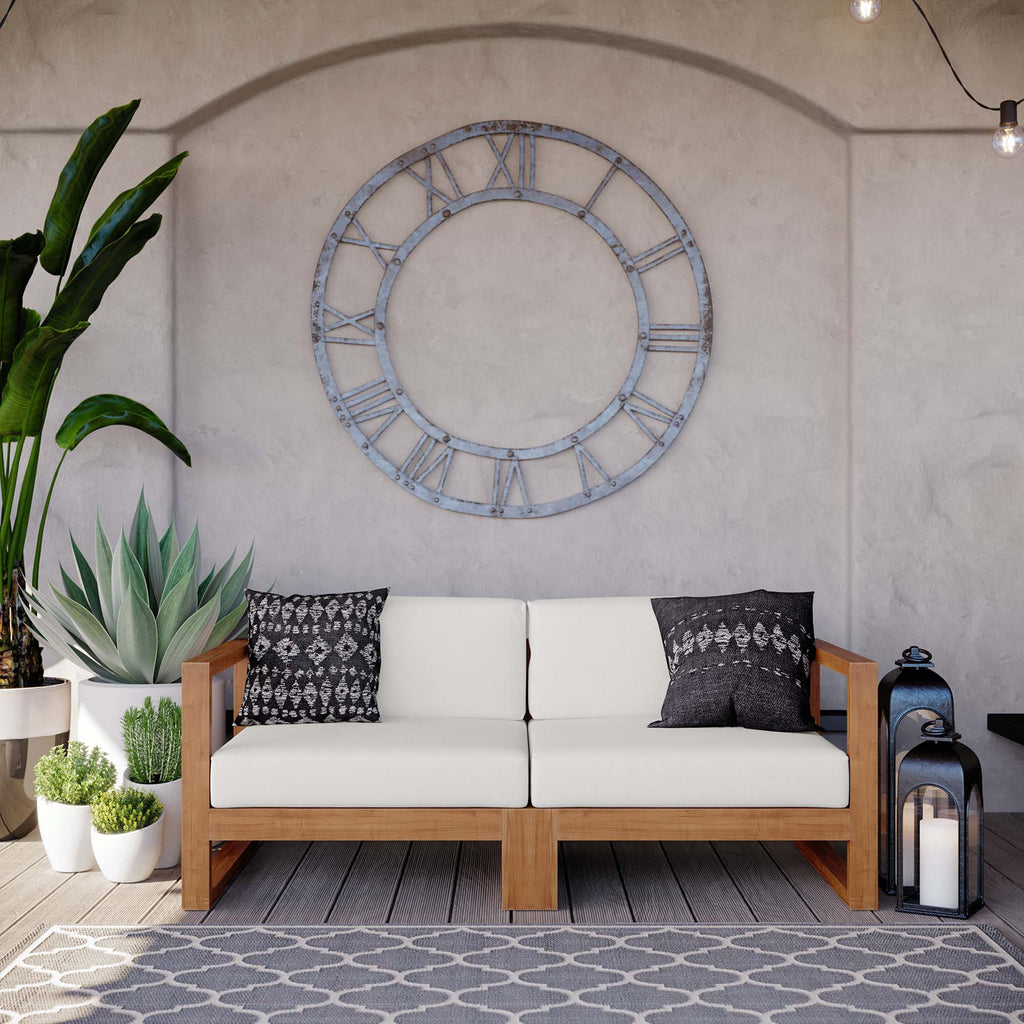 Upland 2-Piece Outdoor Patio Teak Wood Sectional sofá loveseat