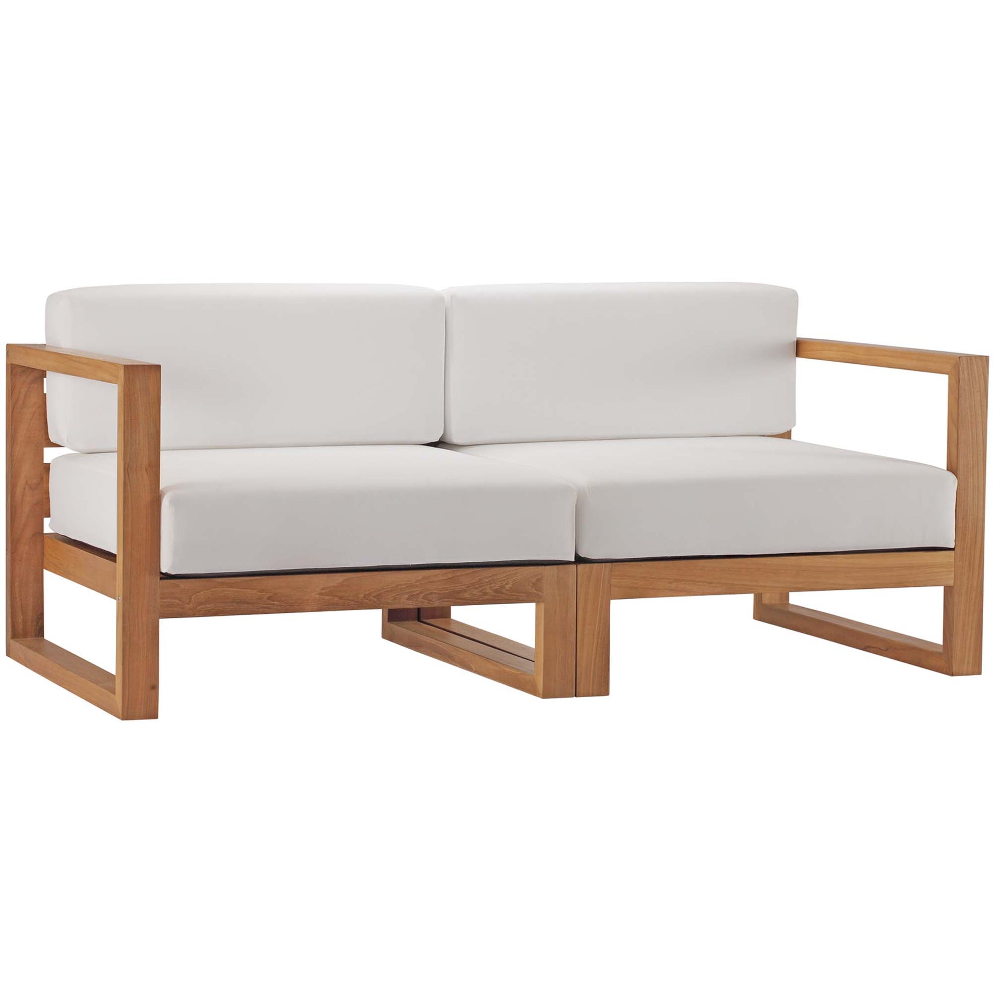 Upland 2-Piece Outdoor Patio Teak Wood Sectional sofá loveseat