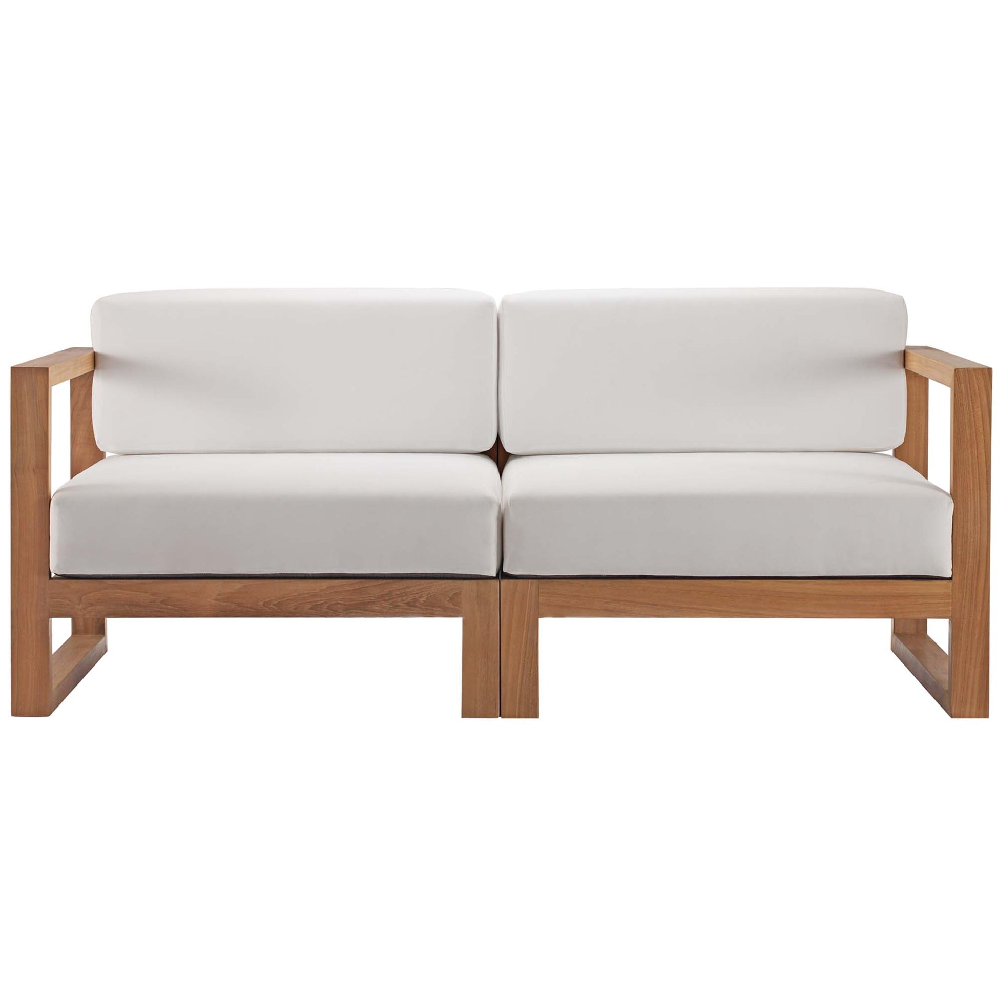 Upland 2-Piece Outdoor Patio Teak Wood Sectional sofá loveseat