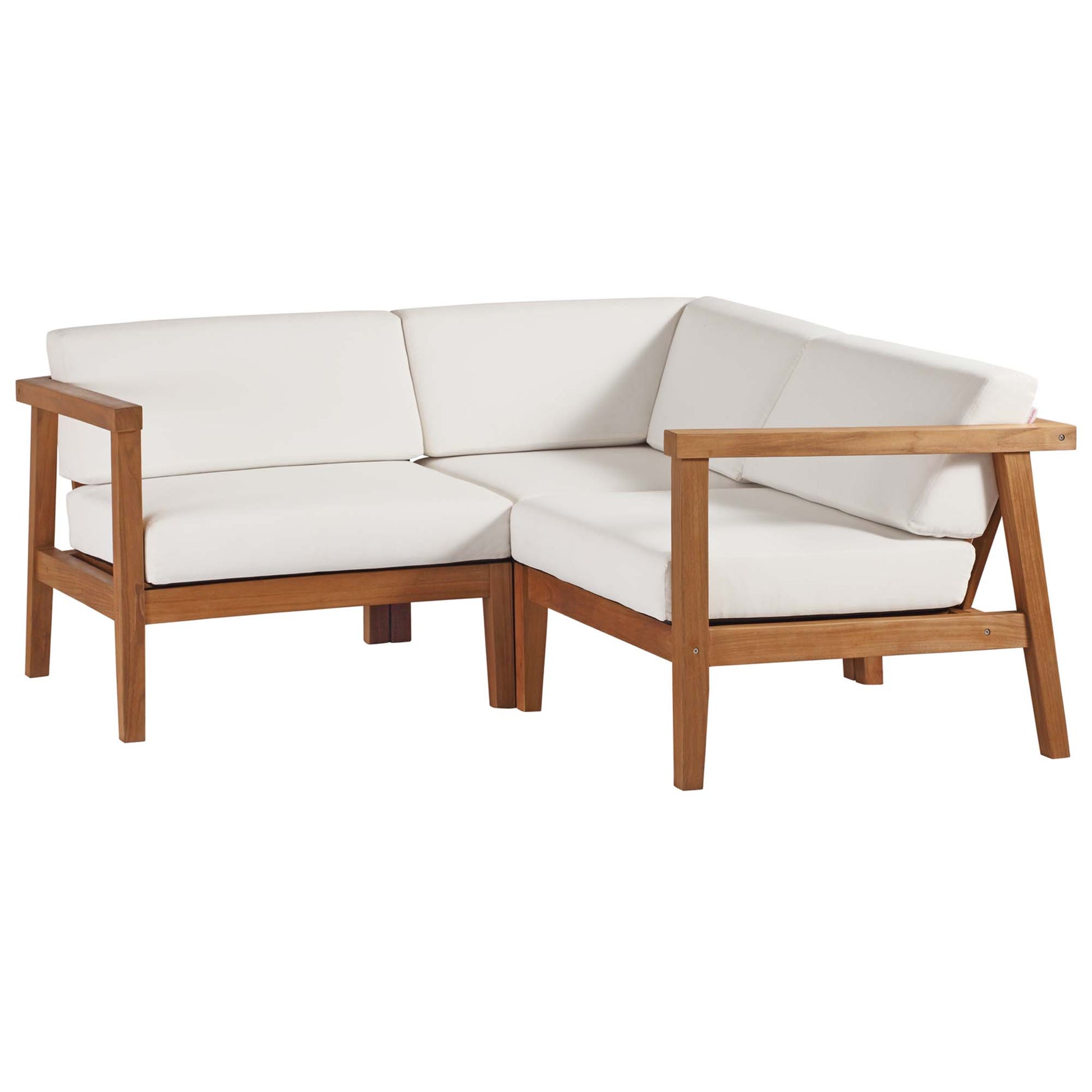 Bayport 3-Piece Outdoor Patio Teak Wood Sectional sofá Set