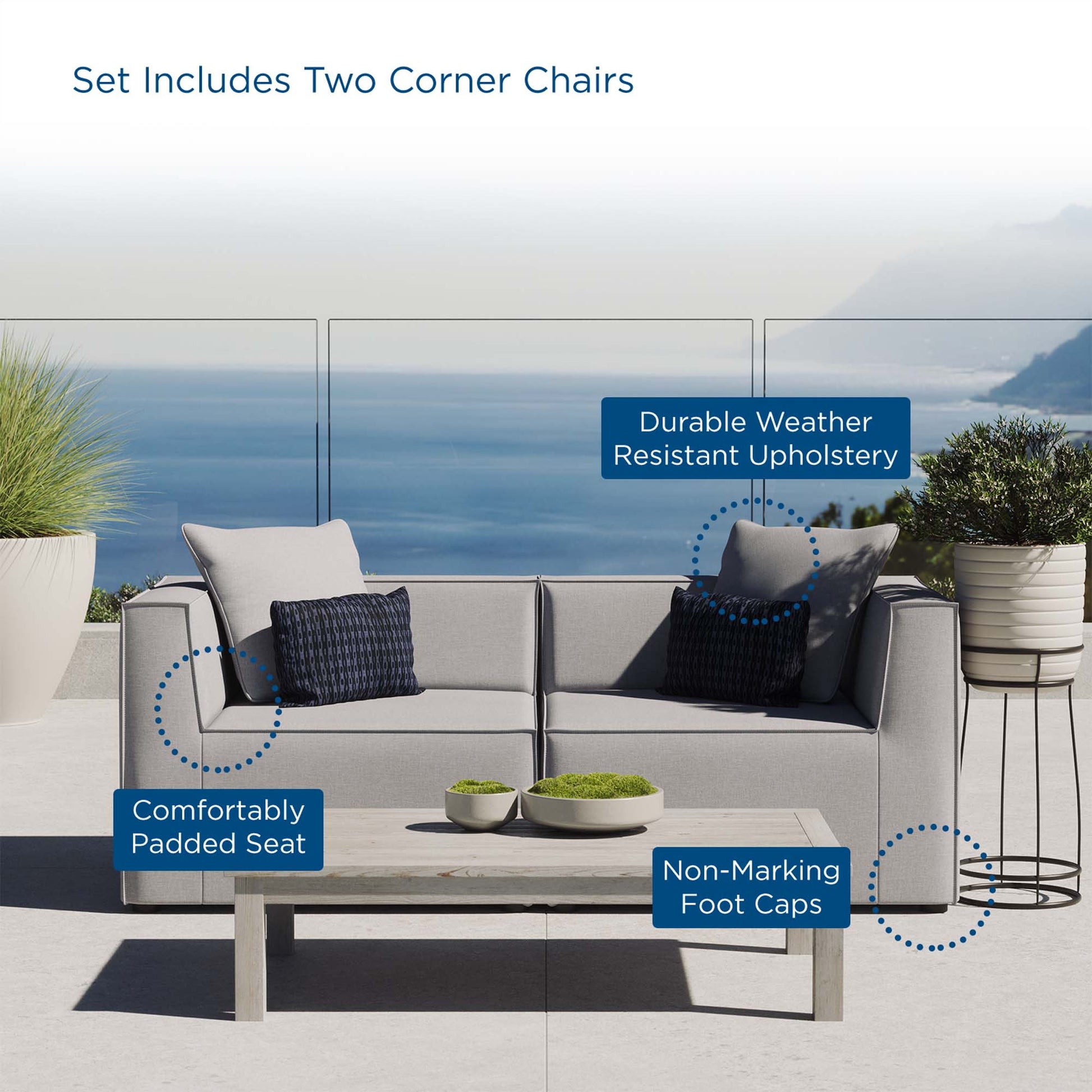 Saybrook 2-Piece Outdoor Patio Upholstered Sectional sofá loveseat