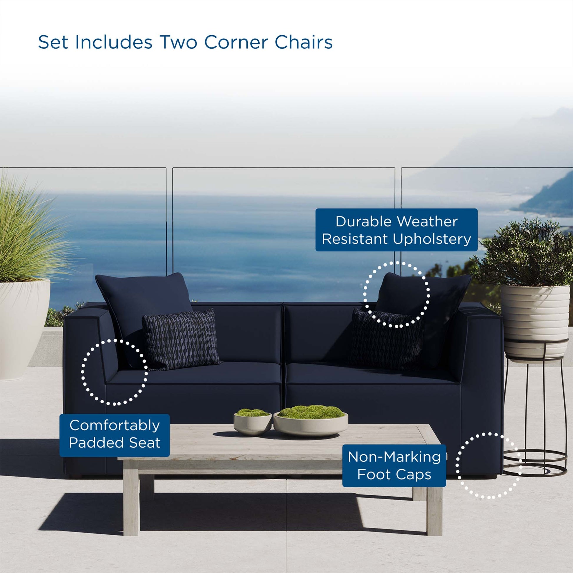 Saybrook 2-Piece Outdoor Patio Upholstered Sectional sofá loveseat