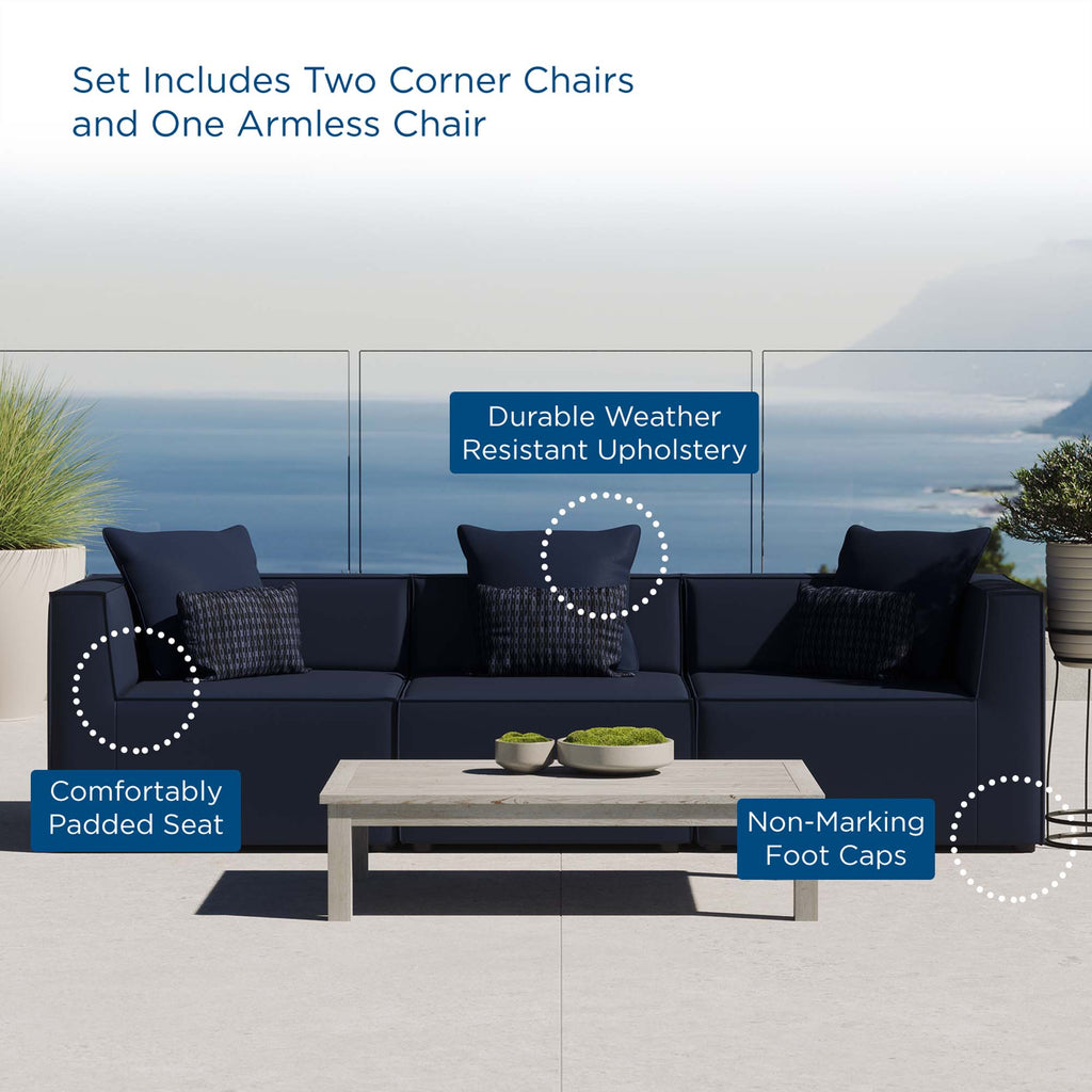 Saybrook 3-Piece Outdoor Patio Upholstered Sectional sofá