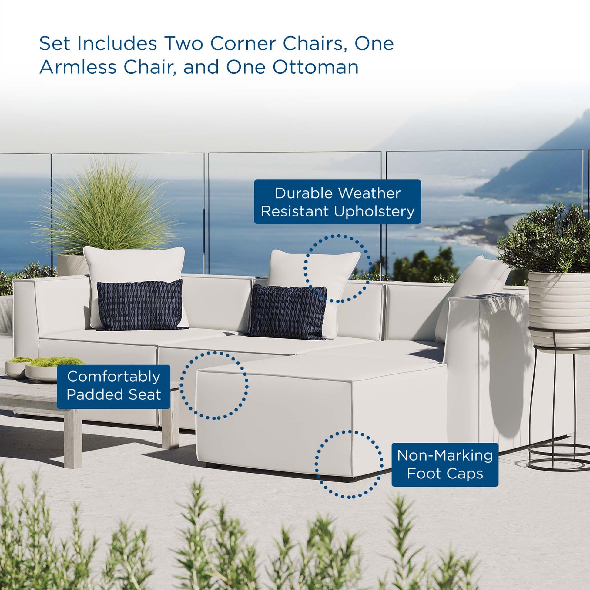 Saybrook 4-Piece Outdoor Patio Upholstered Sectional sofá