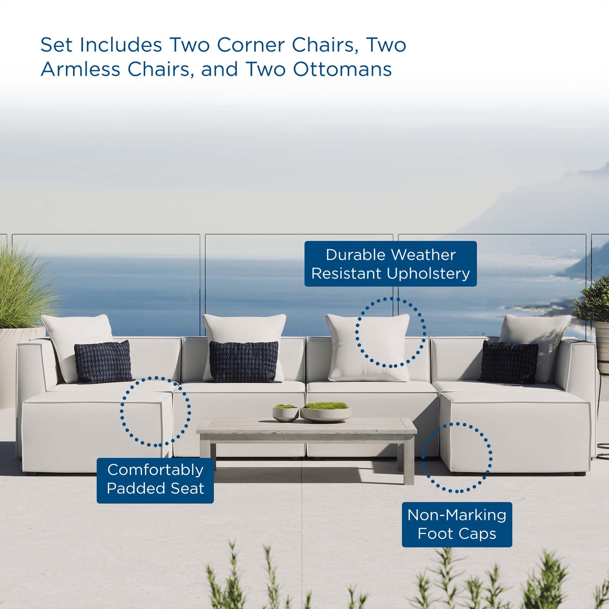 Saybrook 6-Piece Outdoor Patio Upholstered Sectional sofá