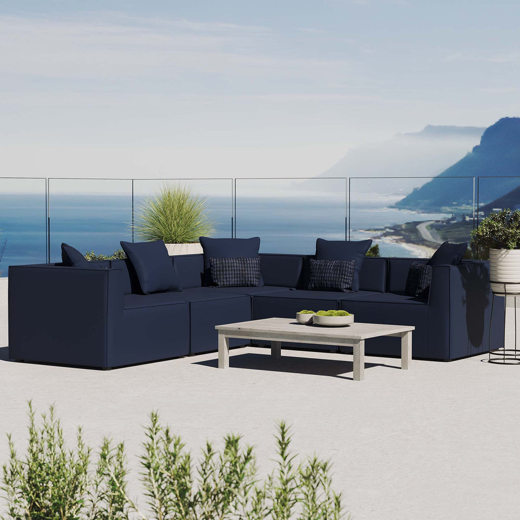 Saybrook 5-Piece Outdoor Patio Upholstered Sectional sofá