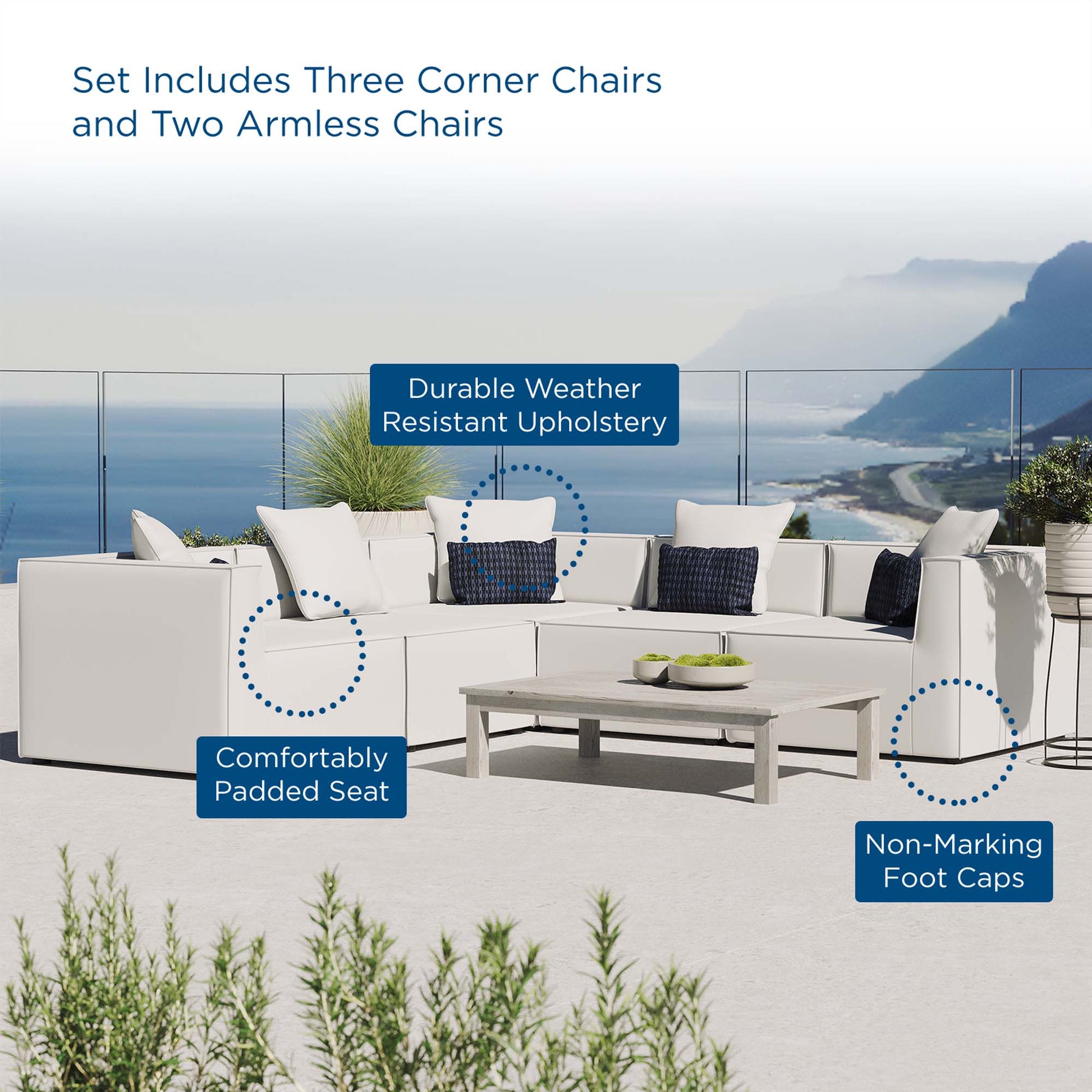 Saybrook 5-Piece Outdoor Patio Upholstered Sectional sofá