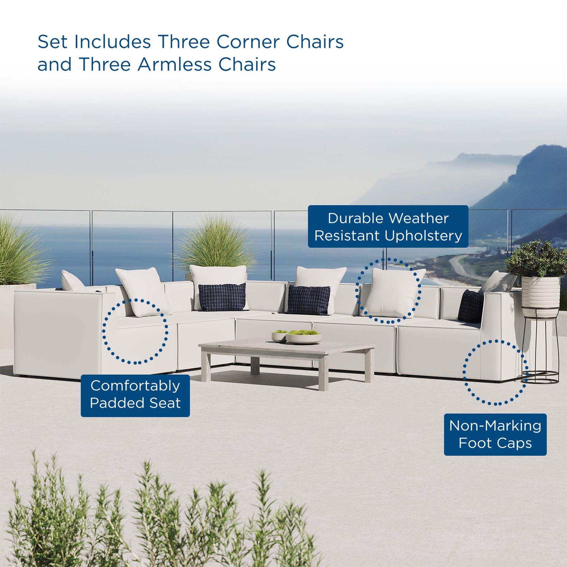 Saybrook 6-Piece Outdoor Patio Upholstered Sectional sofá