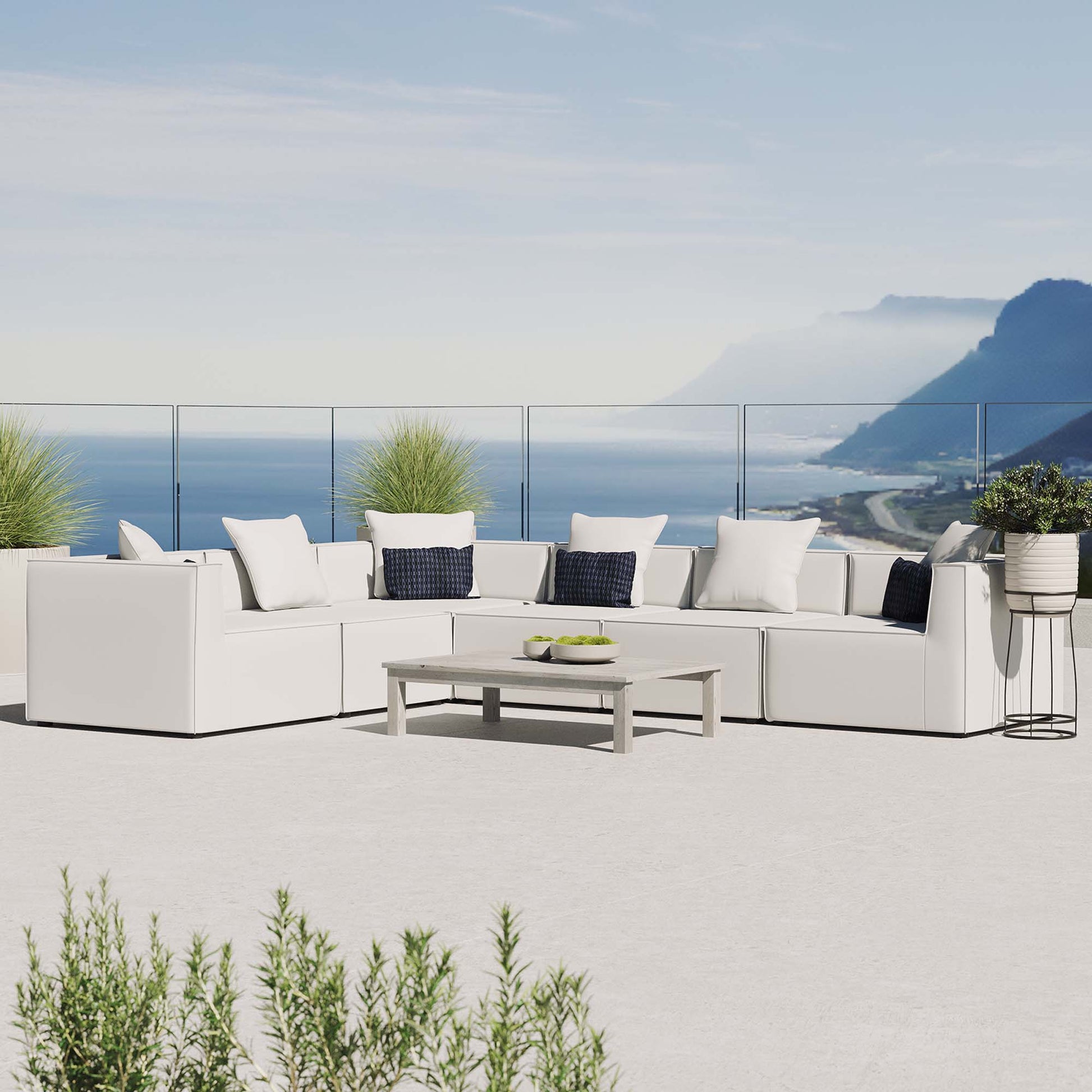 Saybrook 6-Piece Outdoor Patio Upholstered Sectional sofá