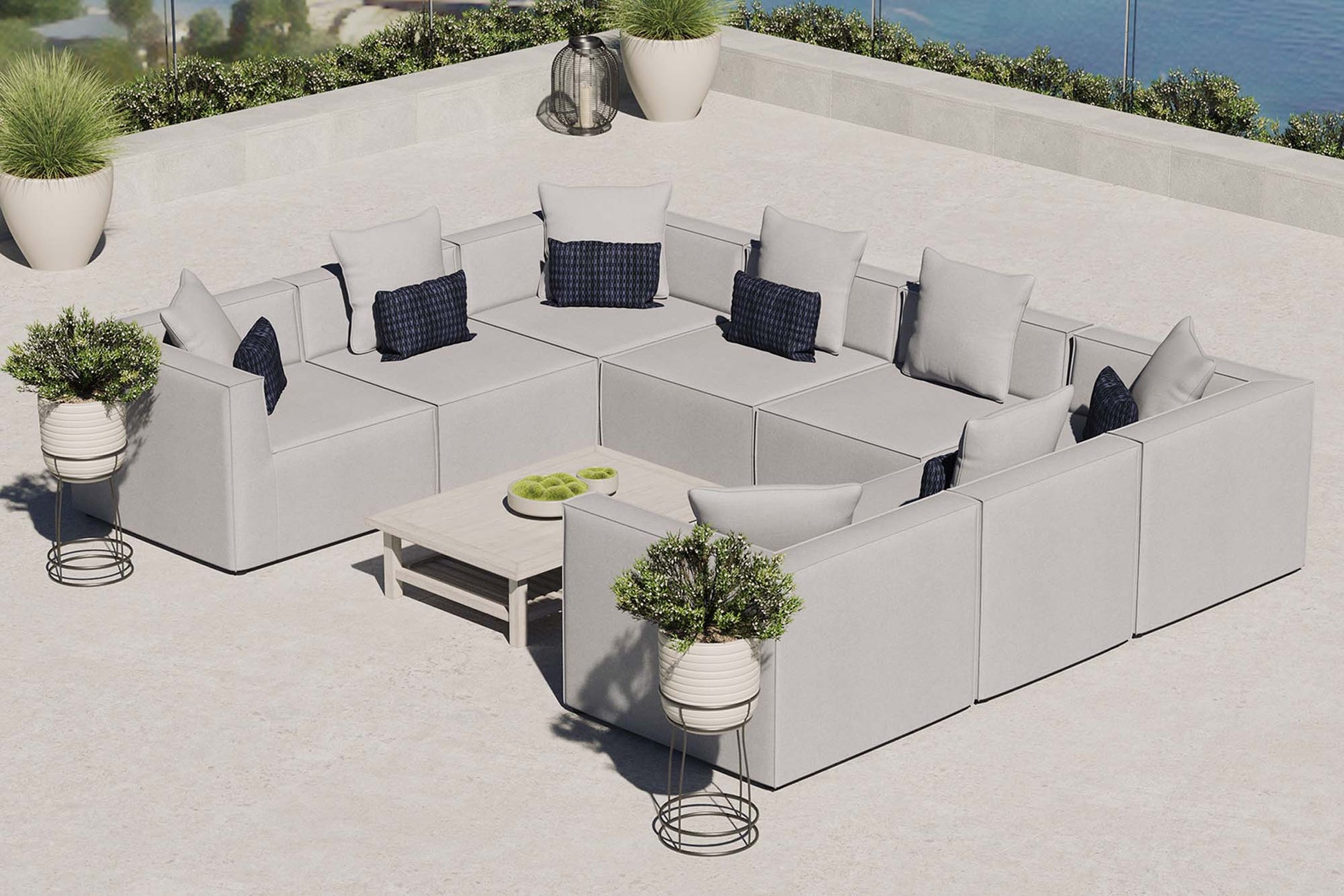 Saybrook 8-Piece Outdoor Patio Upholstered Sectional sofá