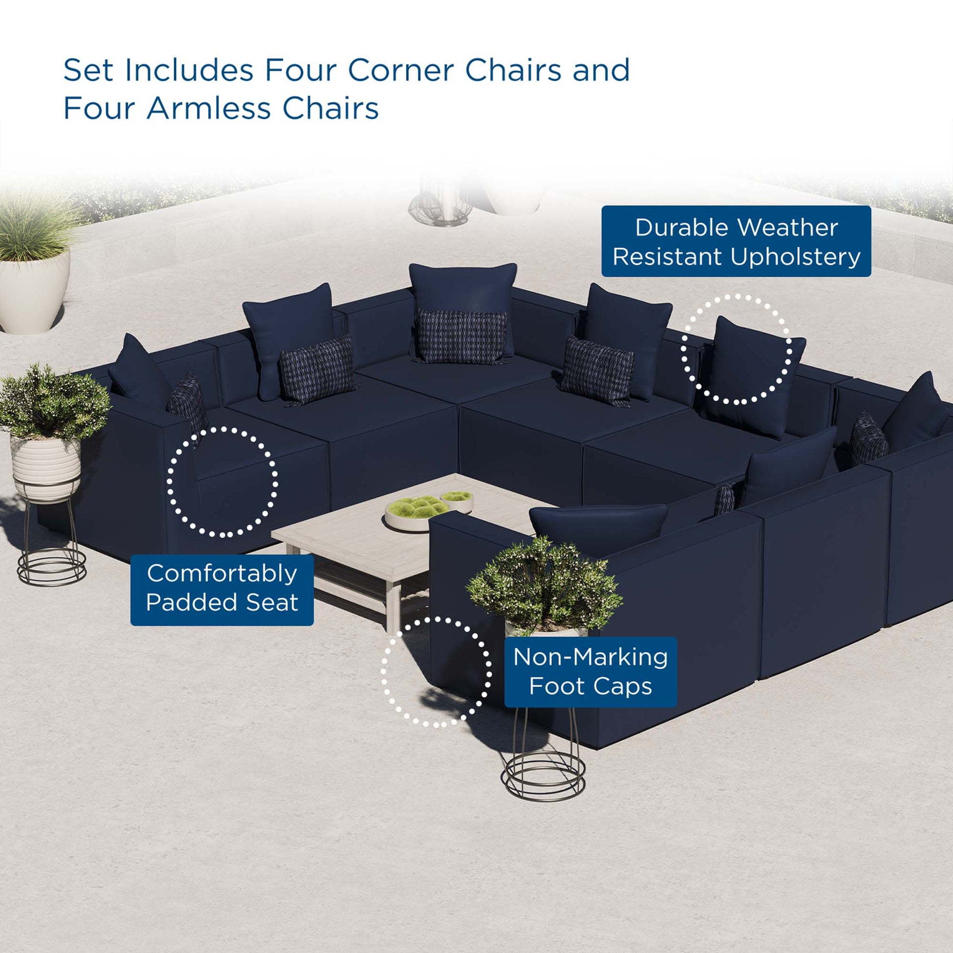 Saybrook 8-Piece Outdoor Patio Upholstered Sectional sofá