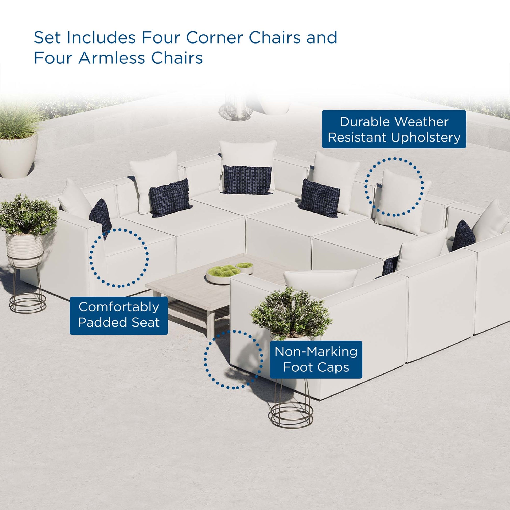 Saybrook 8-Piece Outdoor Patio Upholstered Sectional sofá