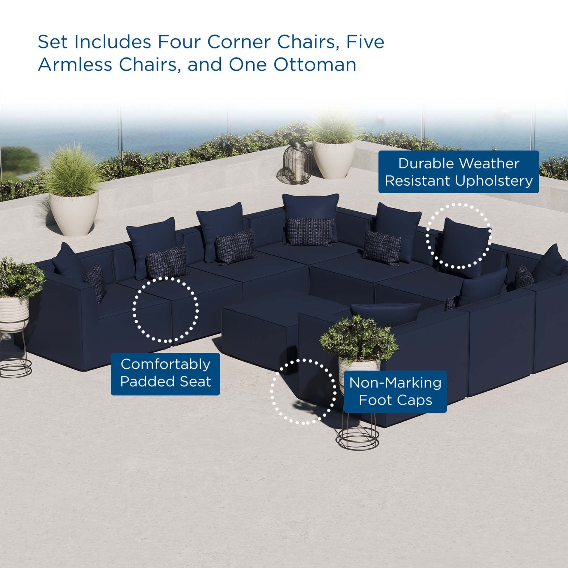 Saybrook 10-Piece Outdoor Patio Upholstered Sectional sofá