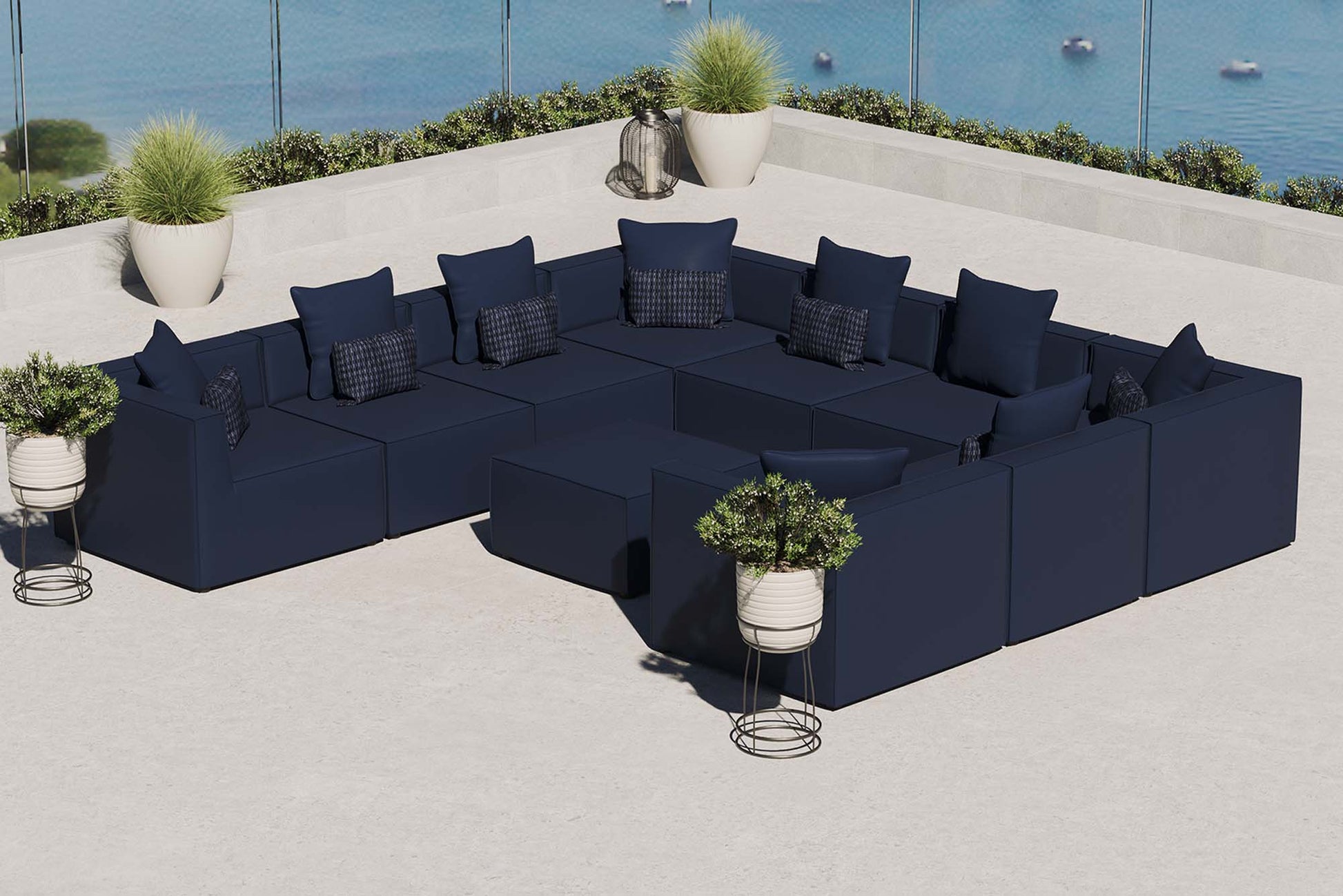 Saybrook 10-Piece Outdoor Patio Upholstered Sectional sofá