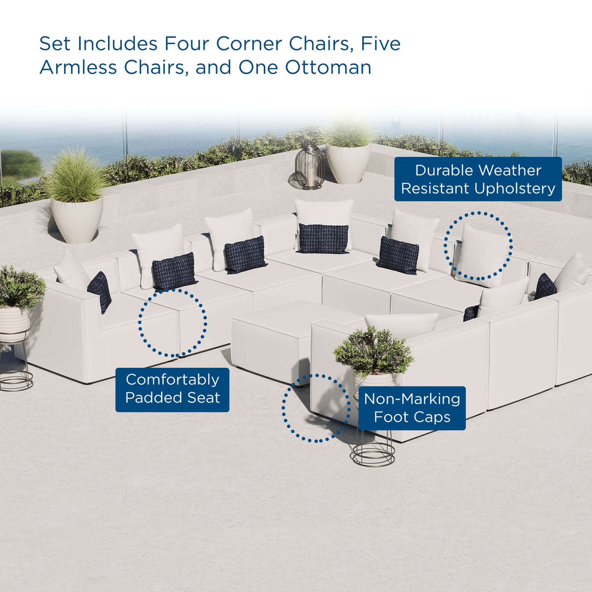 Saybrook 10-Piece Outdoor Patio Upholstered Sectional sofá