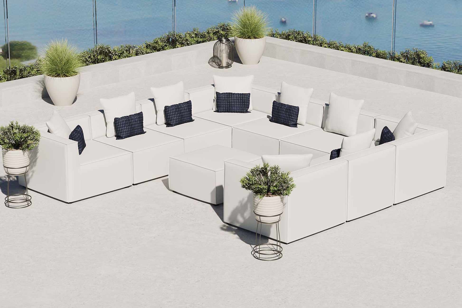 Saybrook 10-Piece Outdoor Patio Upholstered Sectional sofá