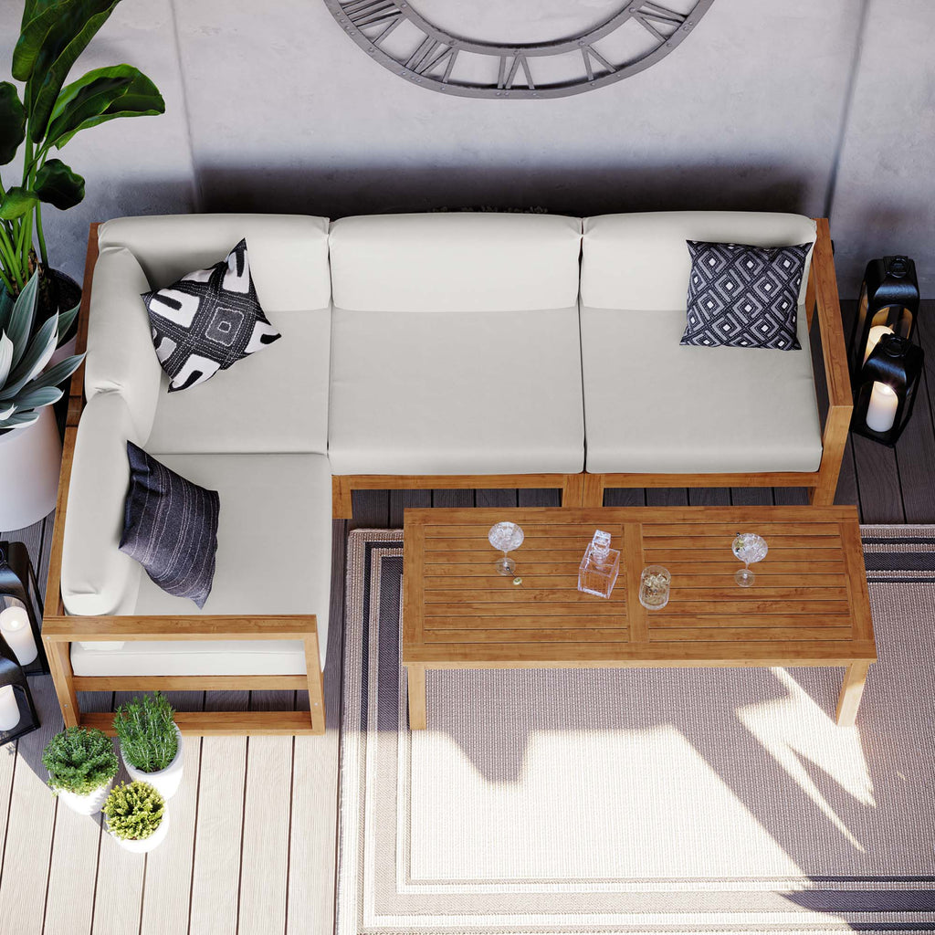 Upland 5-Piece Outdoor Patio Teak Wood Sectional sofá Set