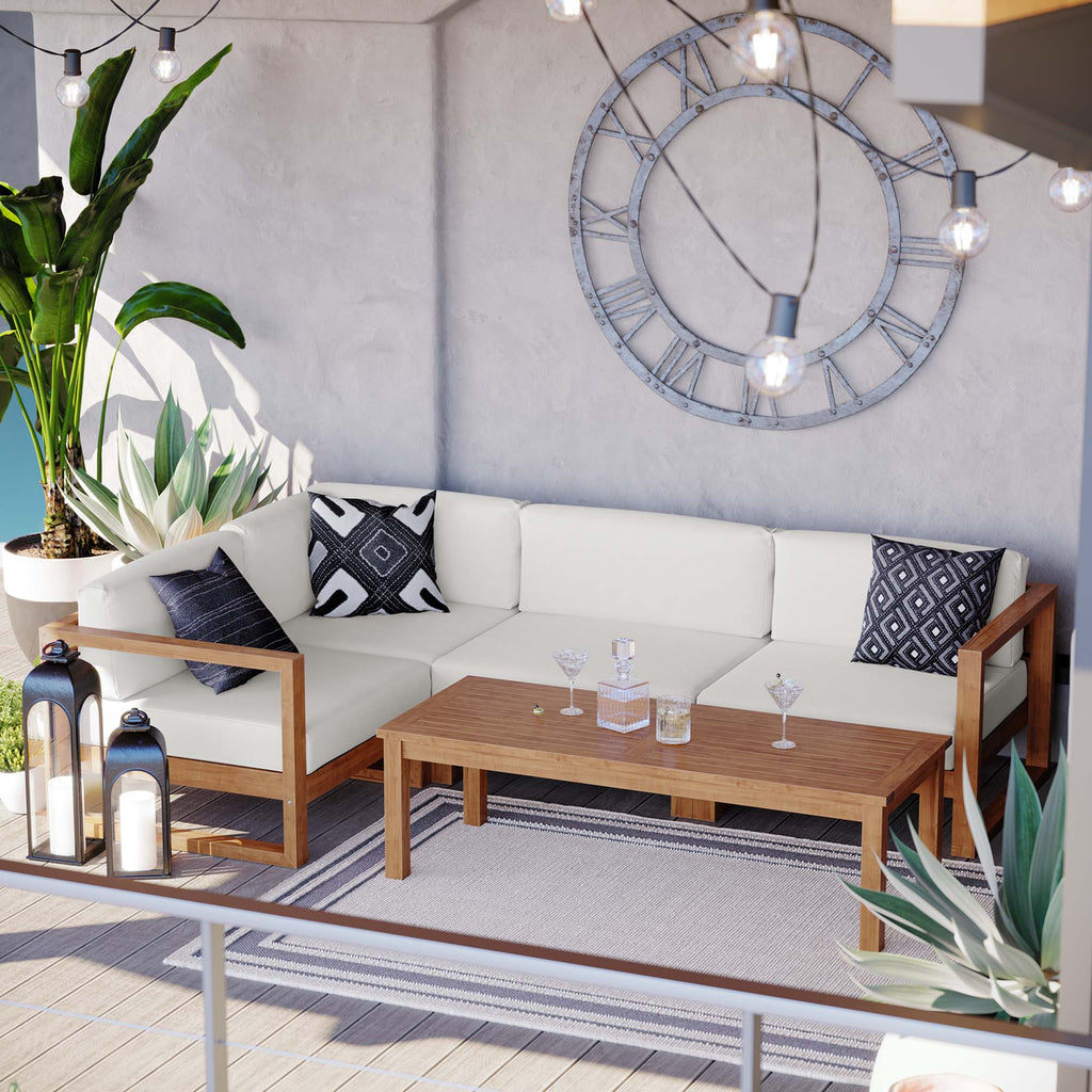 Upland 5-Piece Outdoor Patio Teak Wood Sectional sofá Set