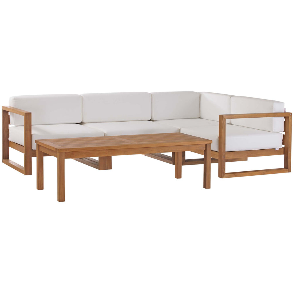 Upland 5-Piece Outdoor Patio Teak Wood Sectional sofá Set