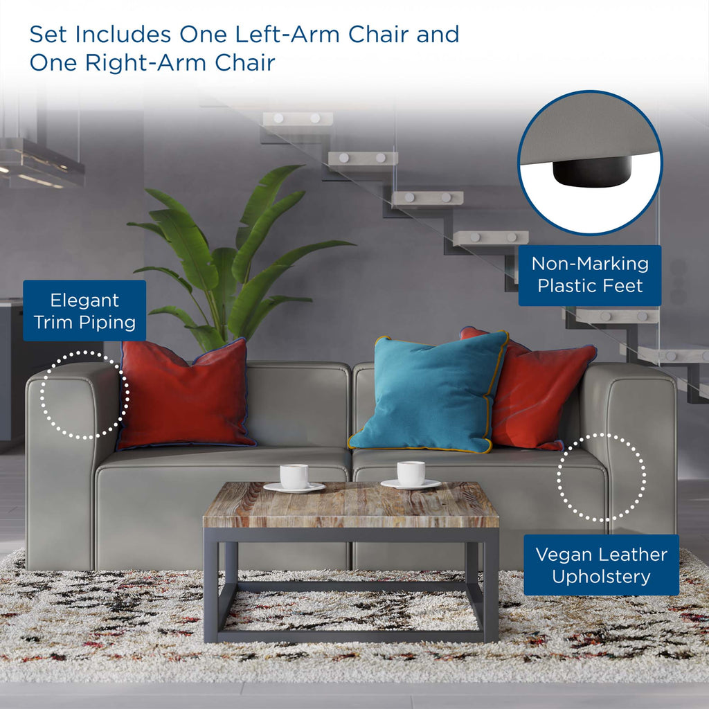 Mingle 2-Piece Vegan Leather Sectional sofá loveseat