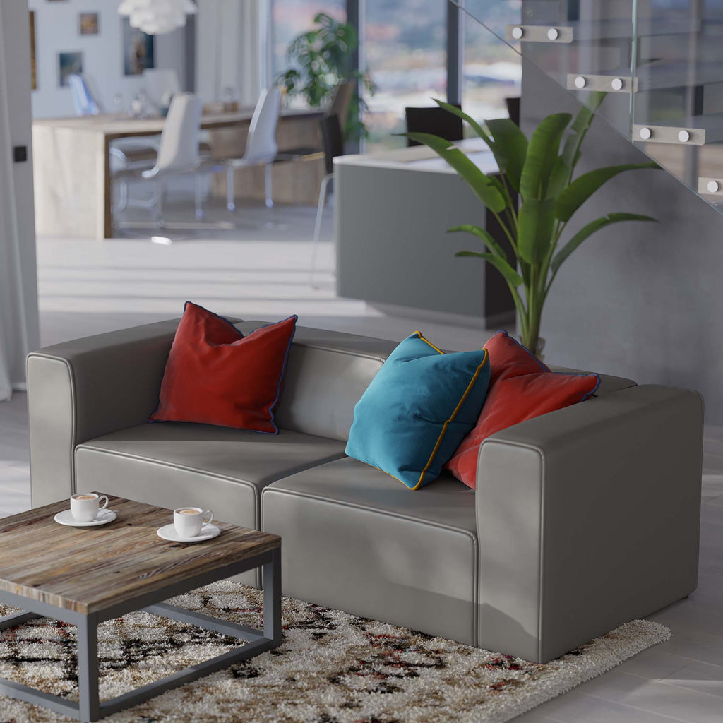 Mingle 2-Piece Vegan Leather Sectional sofá loveseat