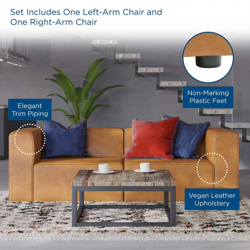 Mingle 2-Piece Vegan Leather Sectional sofá loveseat