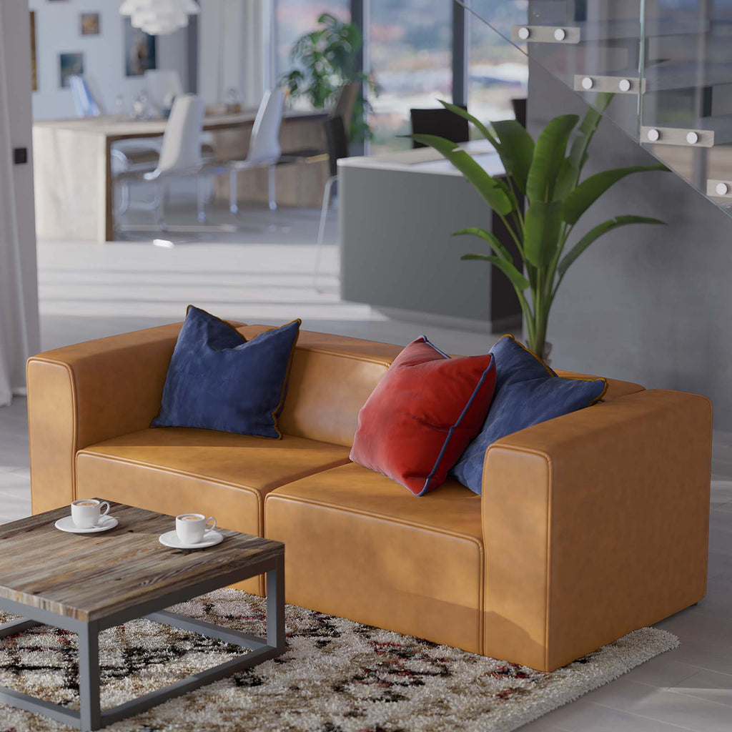 Mingle 2-Piece Vegan Leather Sectional sofá loveseat