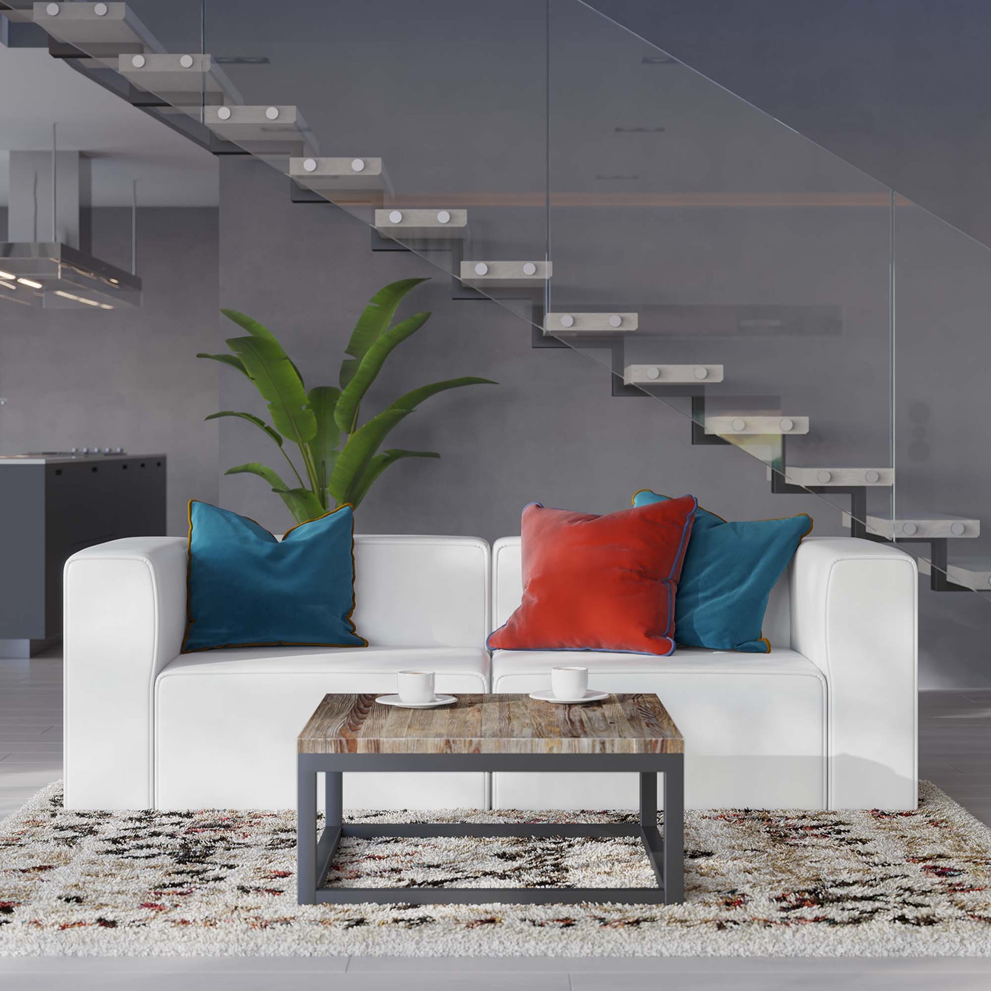 Mingle 2-Piece Vegan Leather Sectional sofá loveseat