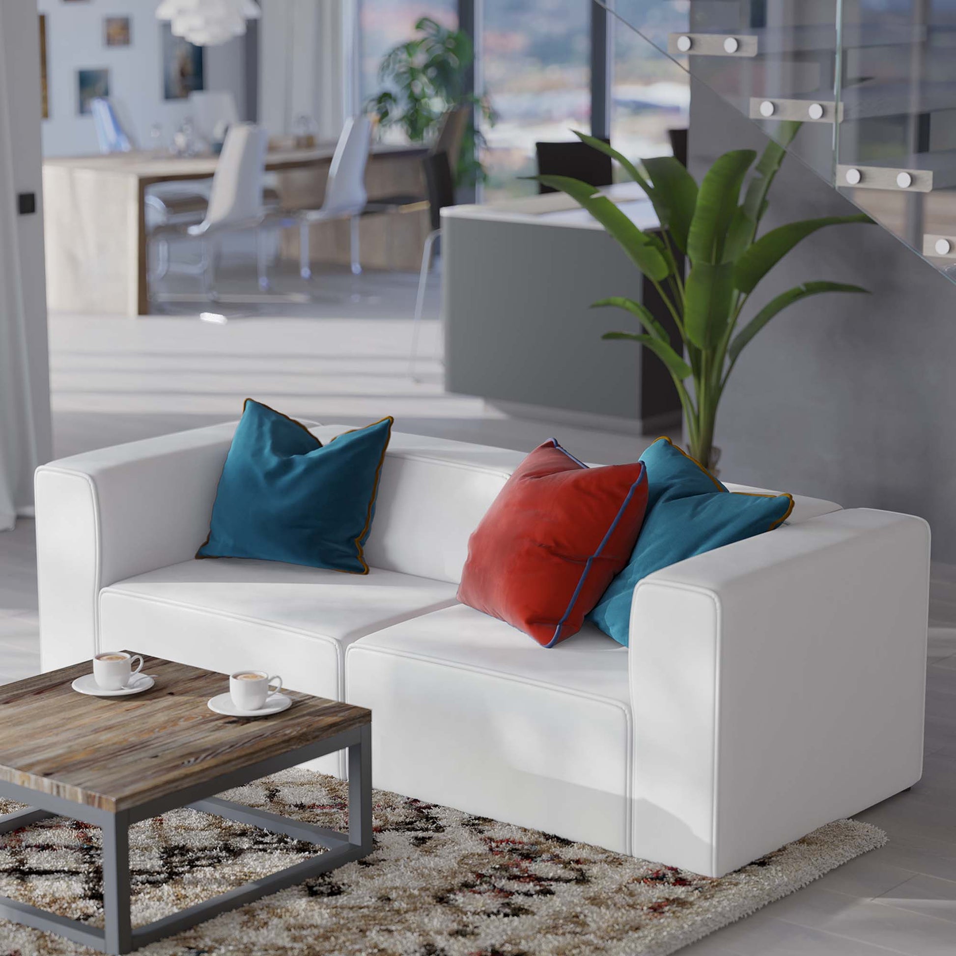 Mingle 2-Piece Vegan Leather Sectional sofá loveseat