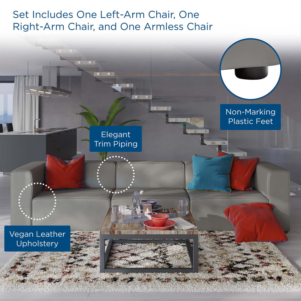 Mingle 3-Piece Vegan Leather Sectional sofá