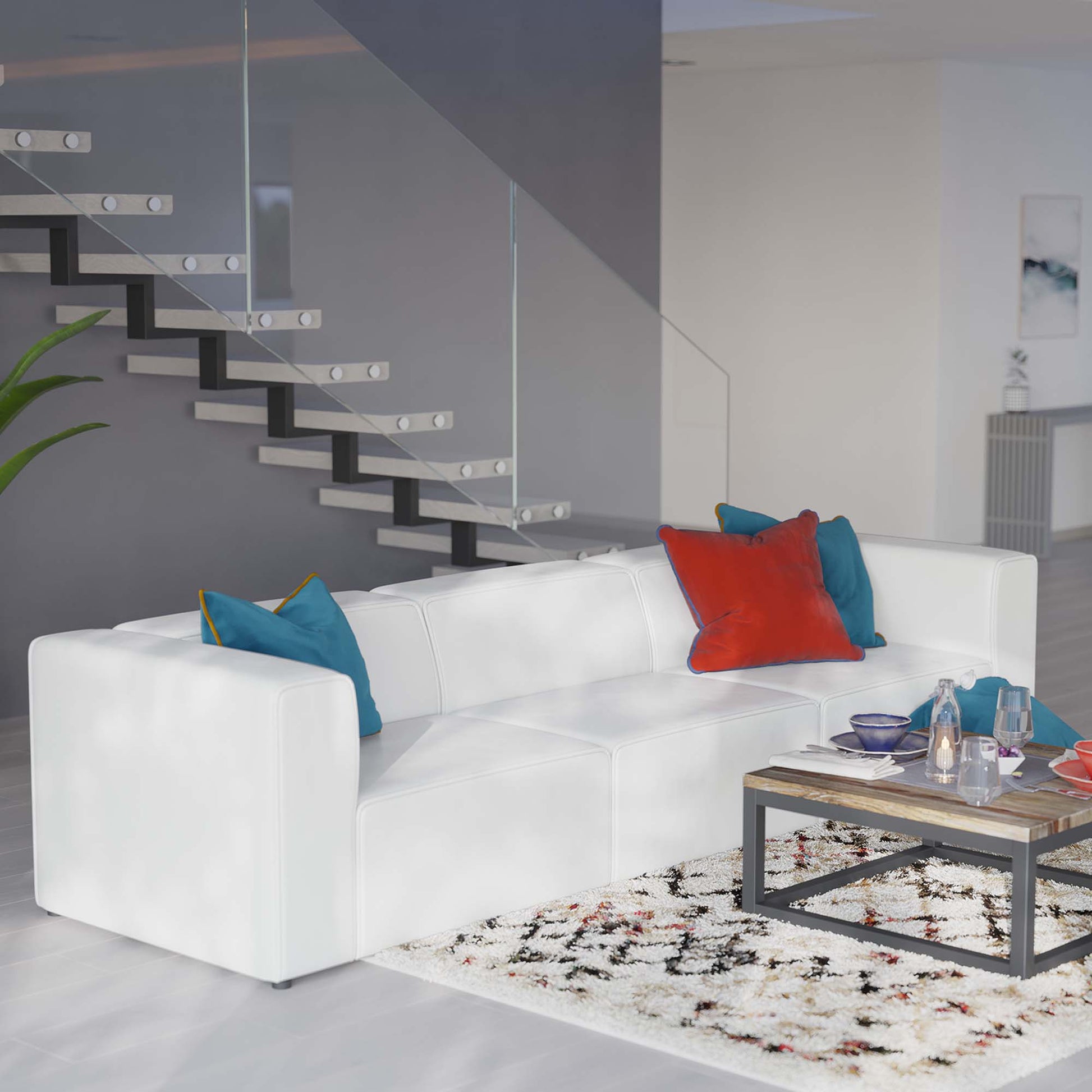 Mingle 3-Piece Vegan Leather Sectional sofá