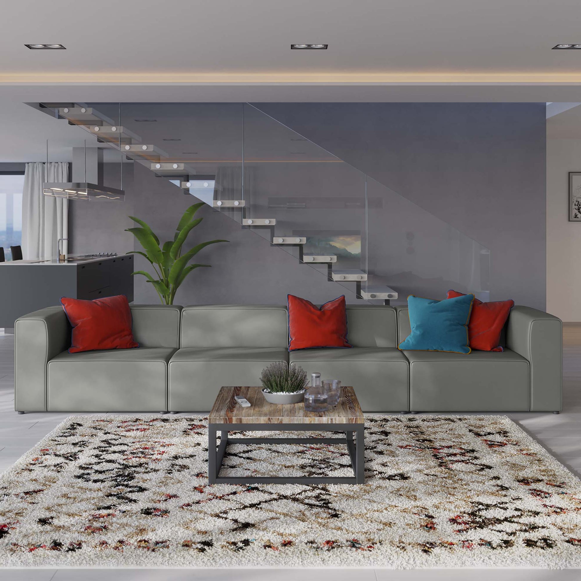 Mingle 4-Piece Vegan Leather Sectional sofá