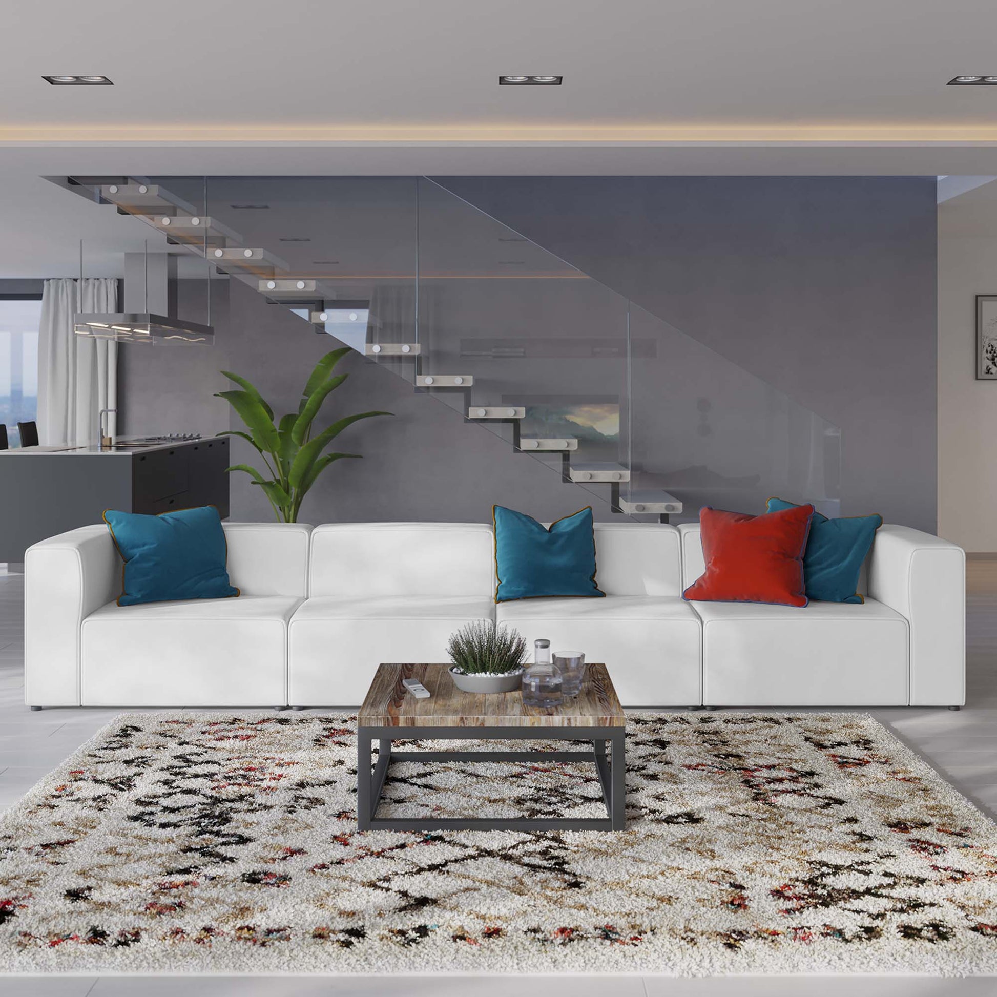 Mingle 4-Piece Vegan Leather Sectional sofá