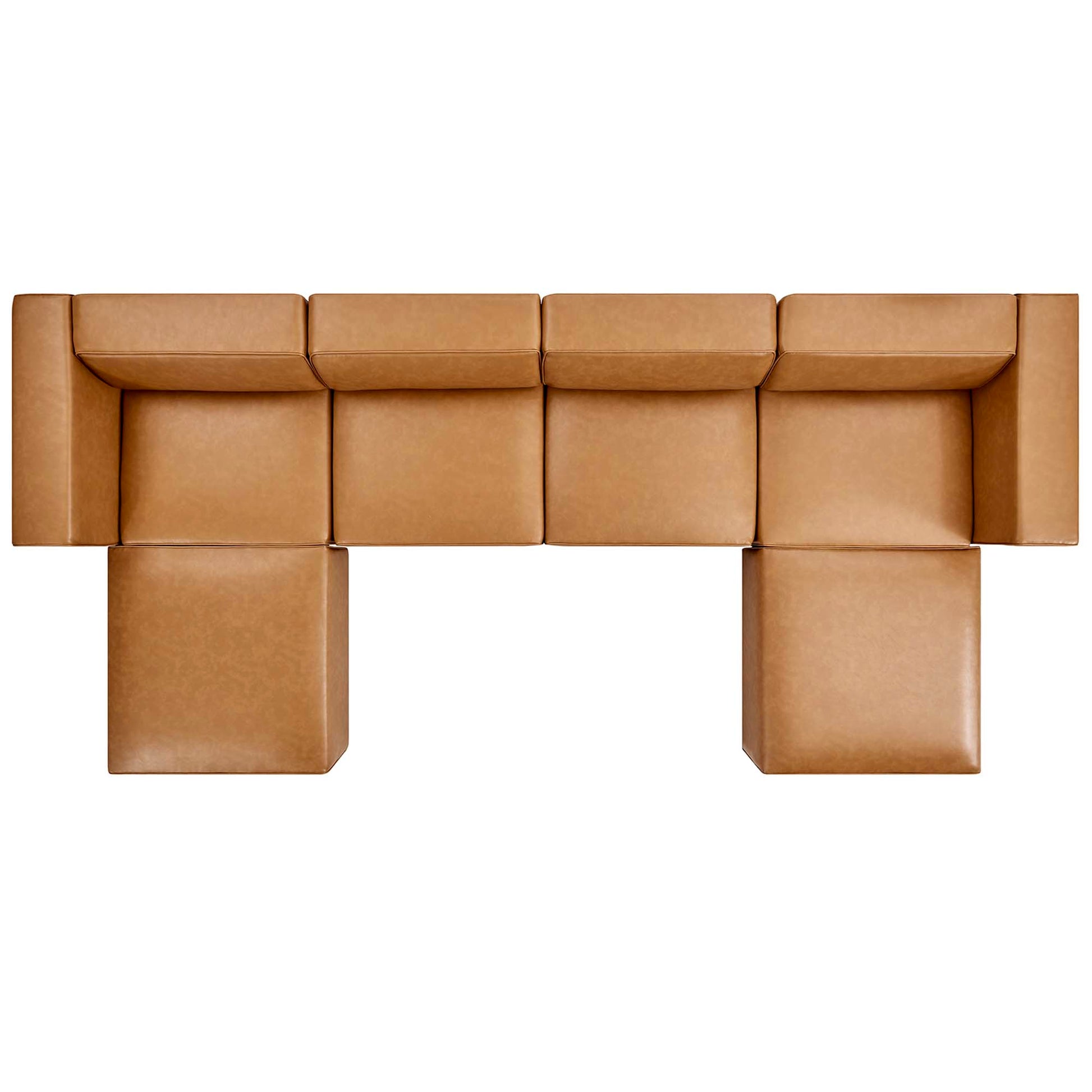 Mingle 4-Piece Vegan Leather sofá and 2 Ottomans Set