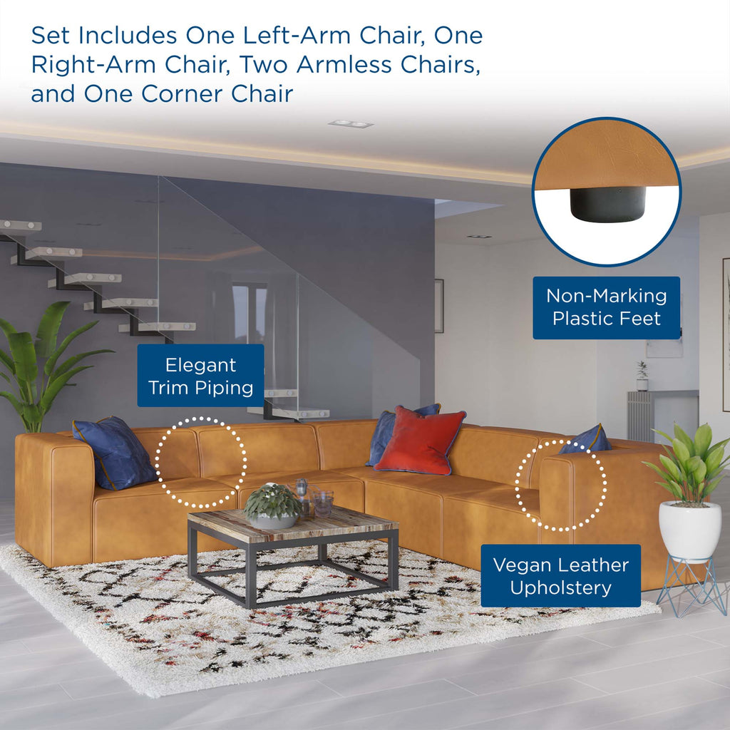 Mingle 5-Piece Vegan Leather Sectional sofá