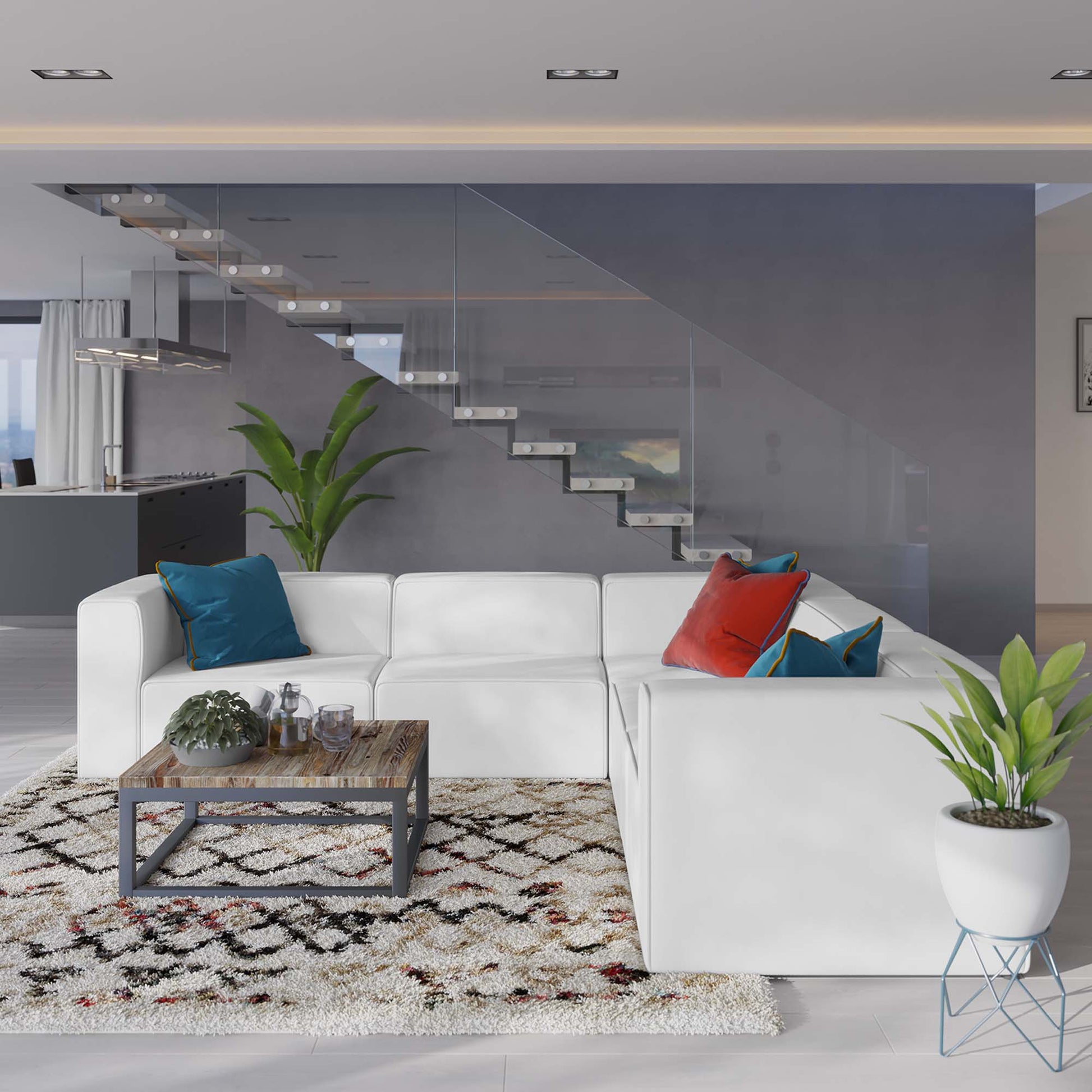 Mingle 5-Piece Vegan Leather Sectional sofá