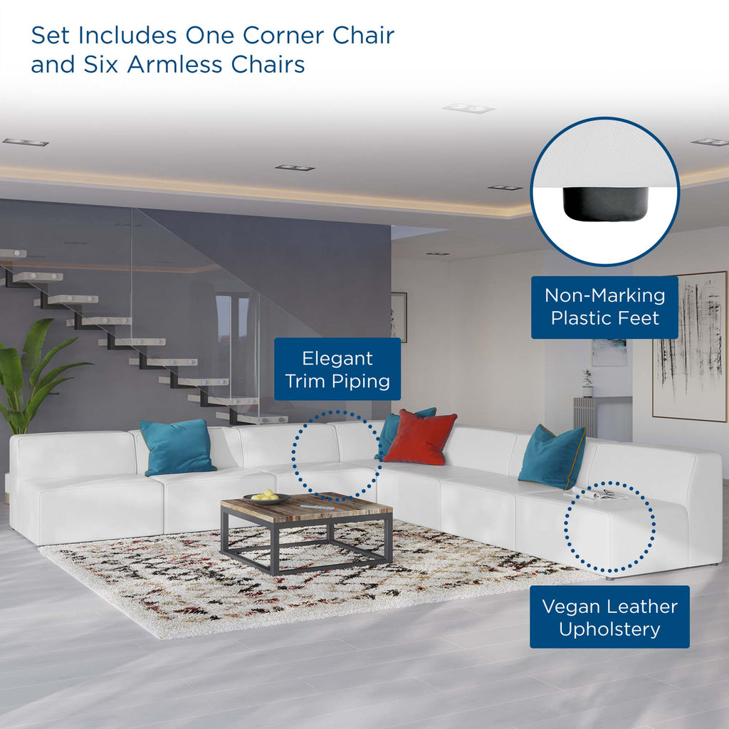 Mingle 7-Piece Vegan Leather Sectional sofá