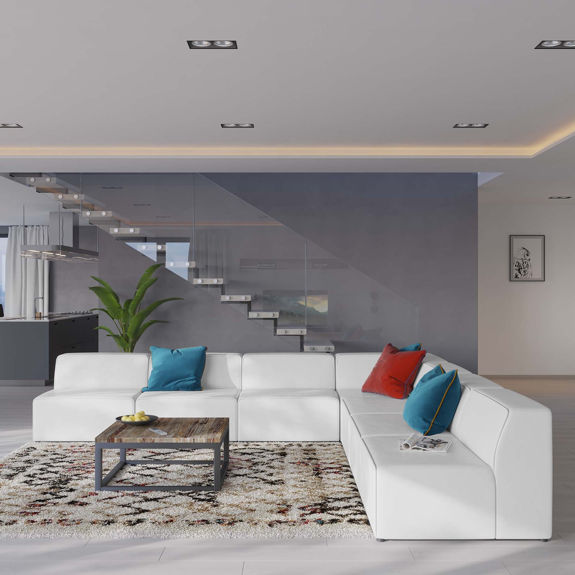 Mingle 7-Piece Vegan Leather Sectional sofá