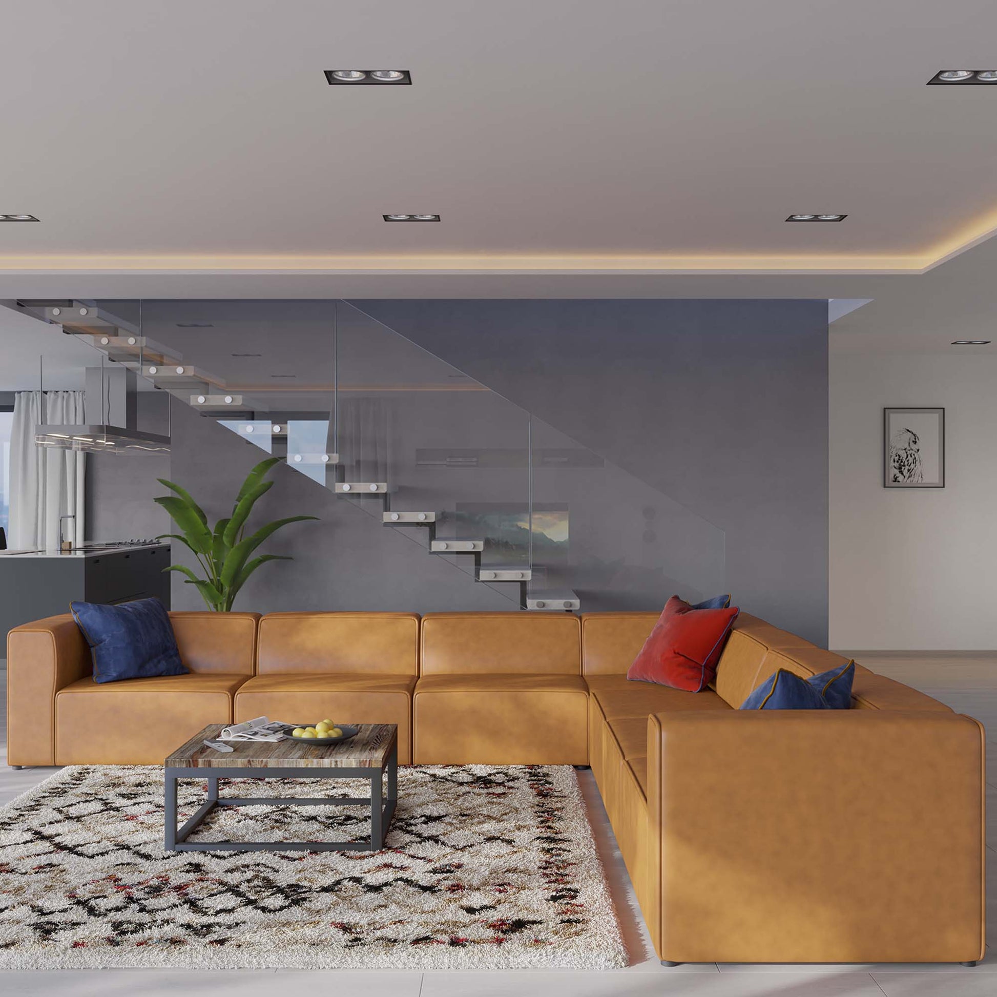 Mingle 7-Piece Vegan Leather Sectional sofá