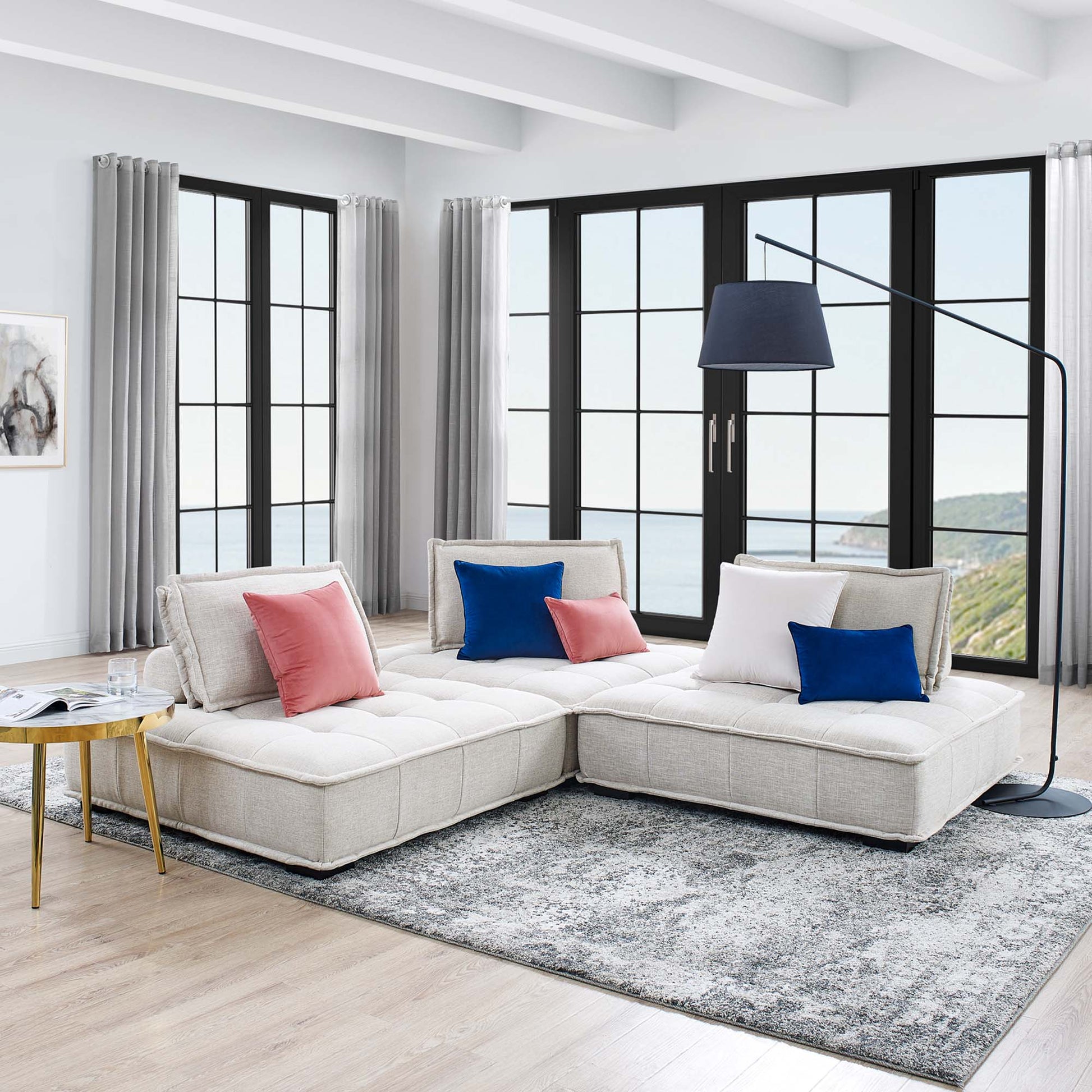 Saunter 3-Piece Tufted Fabric sofá