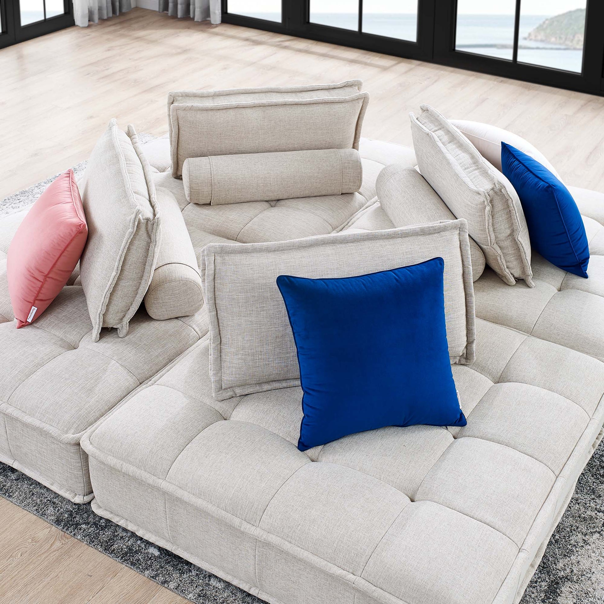 Saunter 4-Piece Tufted Fabric Sectional sofá