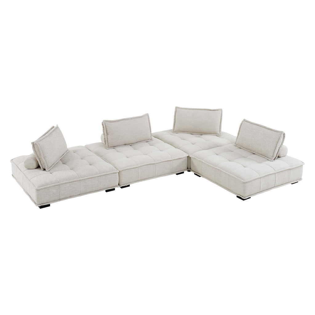Saunter 4-Piece Tufted Fabric Sectional sofá