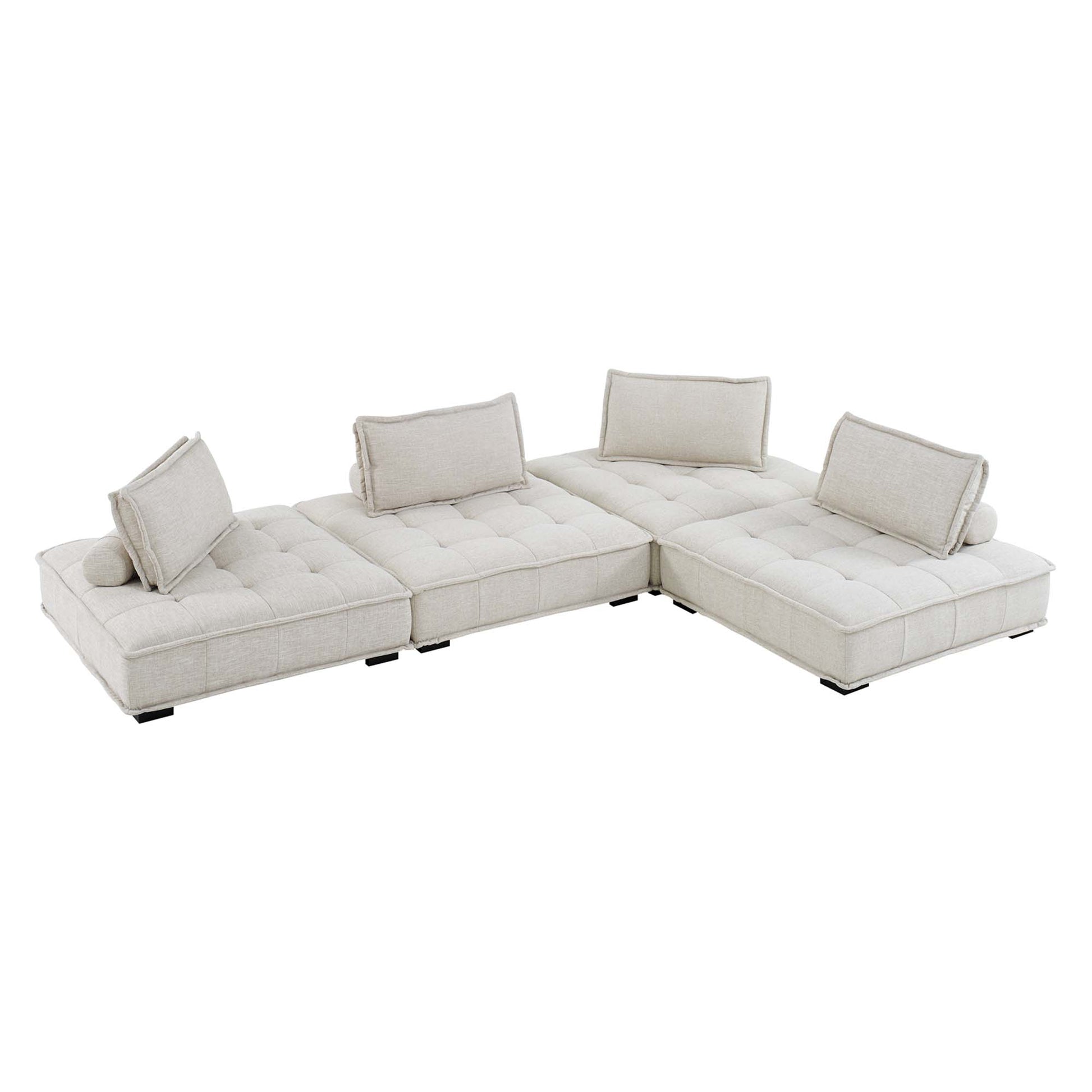 Saunter 4-Piece Tufted Fabric Sectional sofá